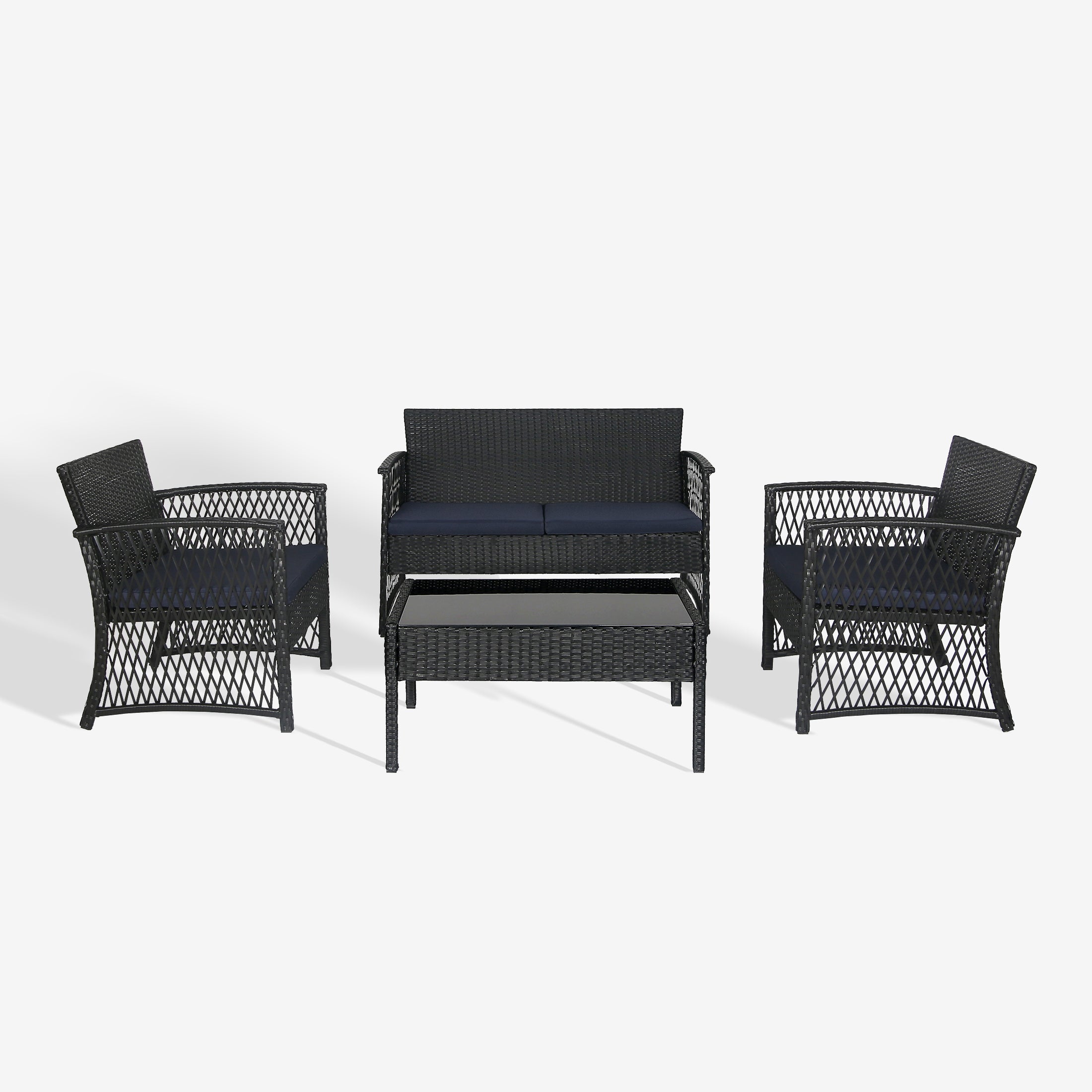 Estela 4-Piece Outdoor Patio Wicker Conversation Set