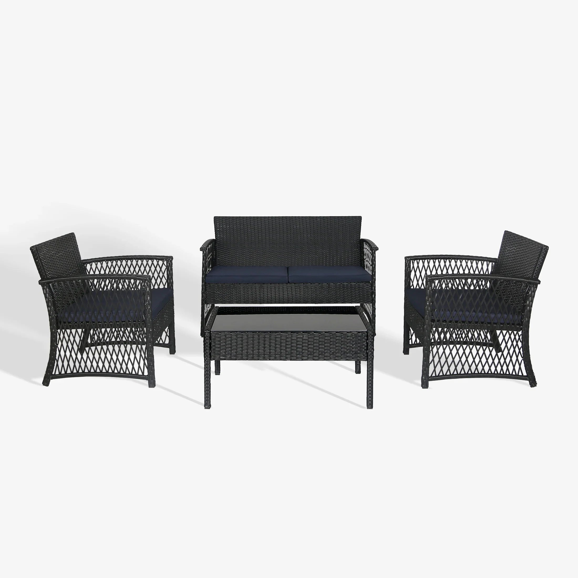 Estela 4-Piece Outdoor Patio Wicker Conversation Set