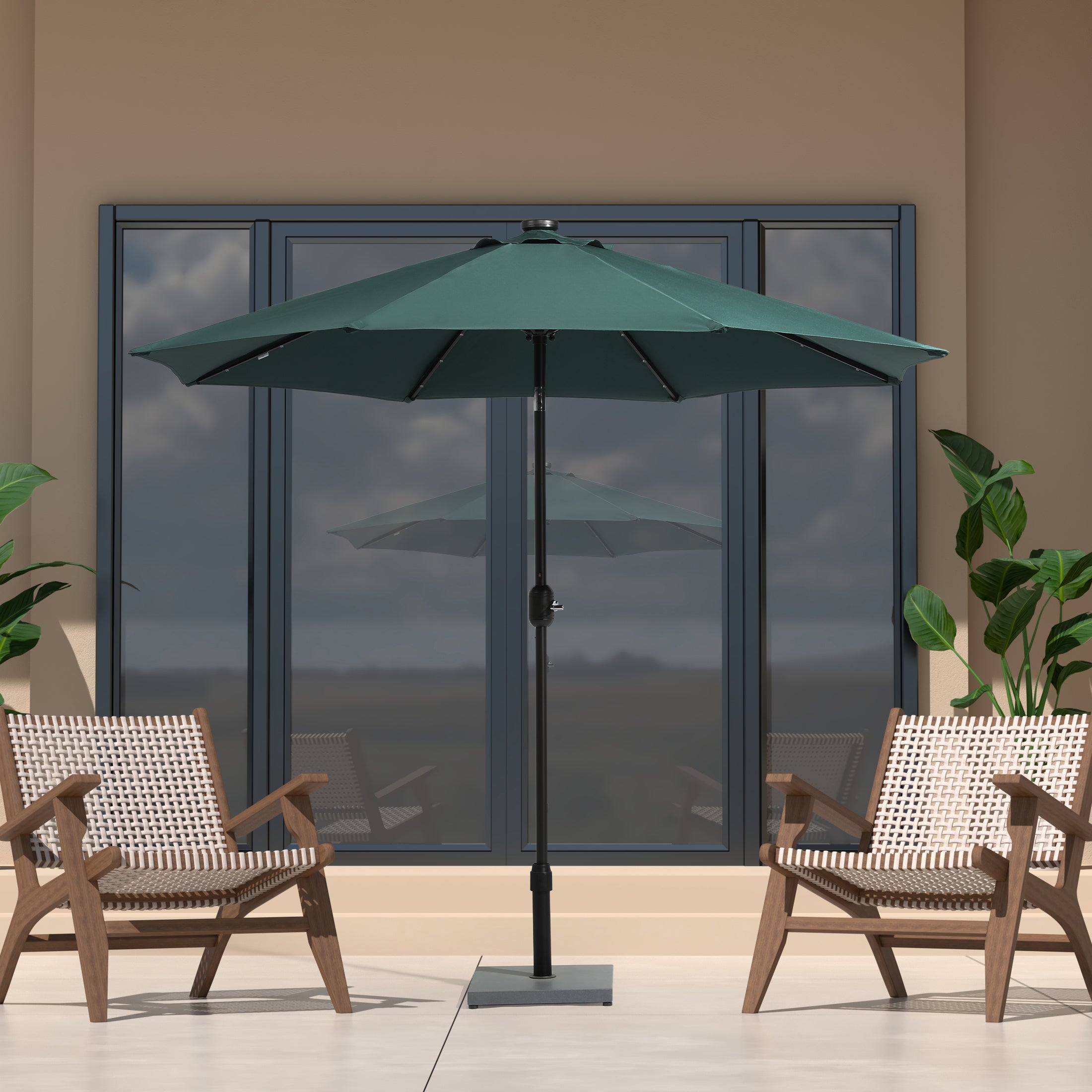 Westlake 9 ft. Patio Solar Power LED lights Market Umbrella