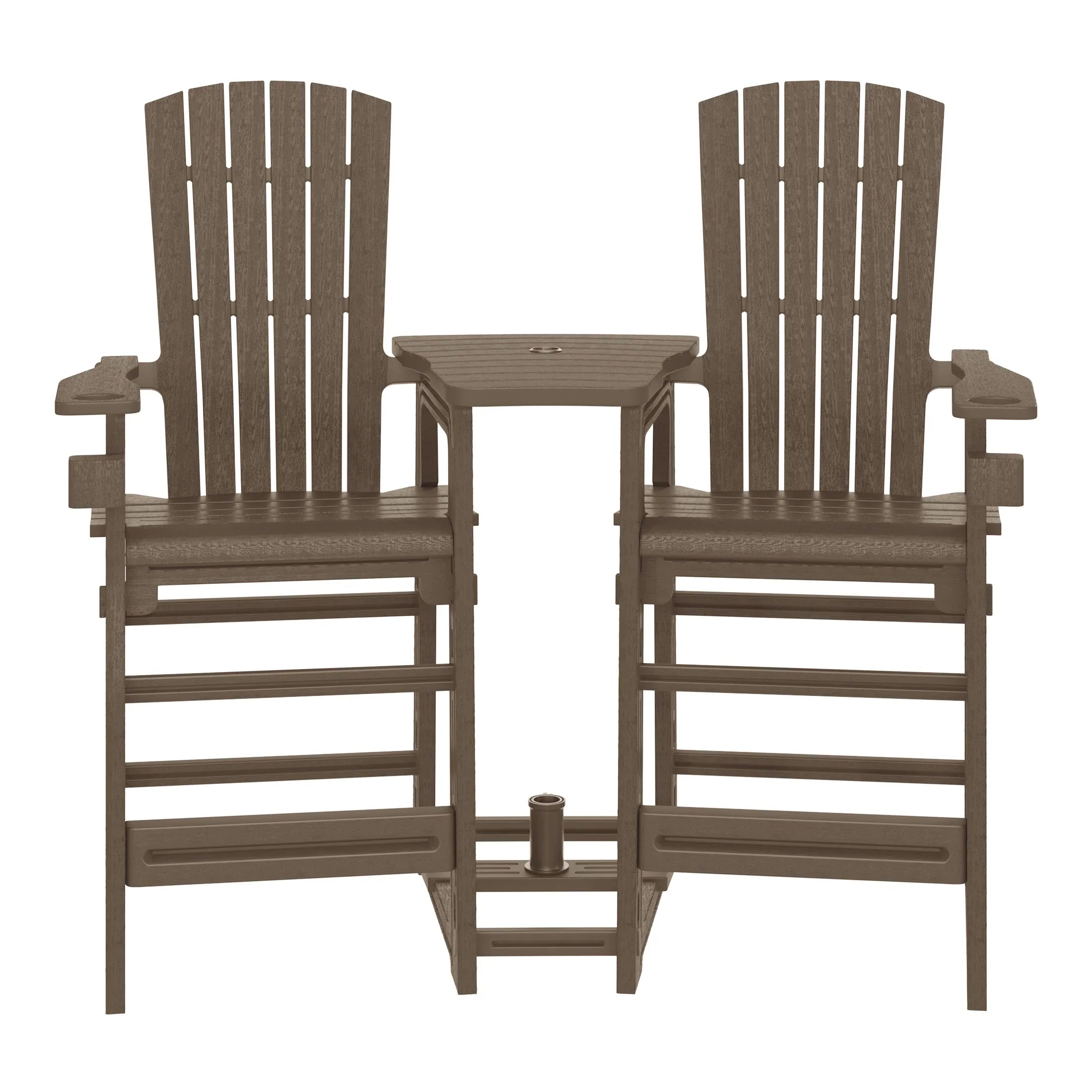 Cayman Outdoor Tall Adirondack Chairs With Connecting Table Tray (Set of 2)