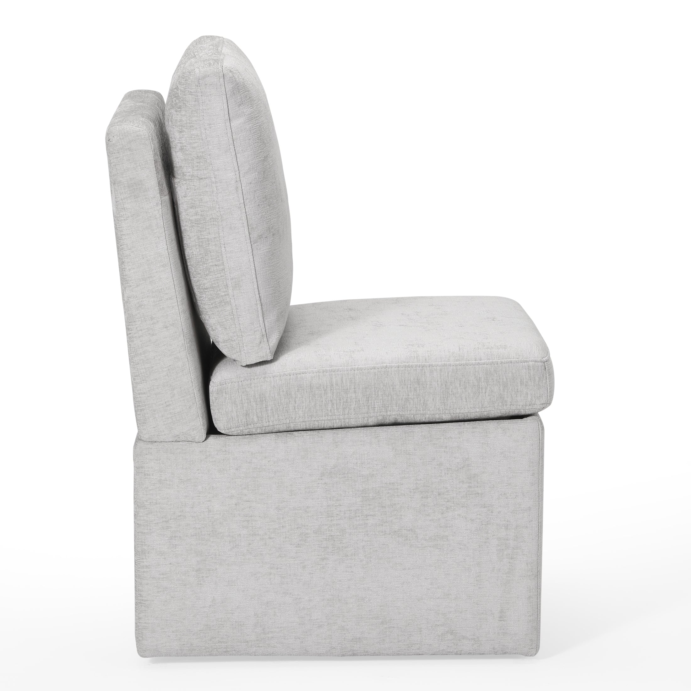 Danburry Modern Upholstered Chenille Armless Dining Chairs With Casters (Set of 4)