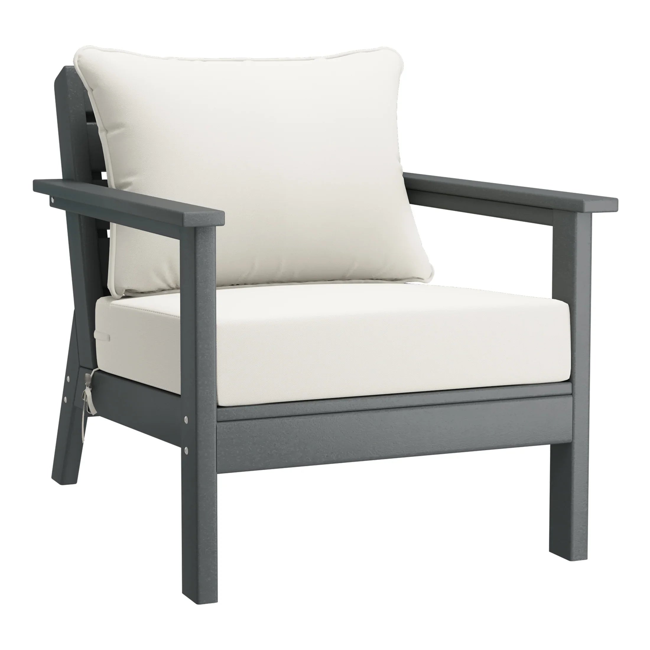 Portsmouth Outdoor Modern HDPE Patio Club Chairs with Deep Seat Cushions (Set of 2)