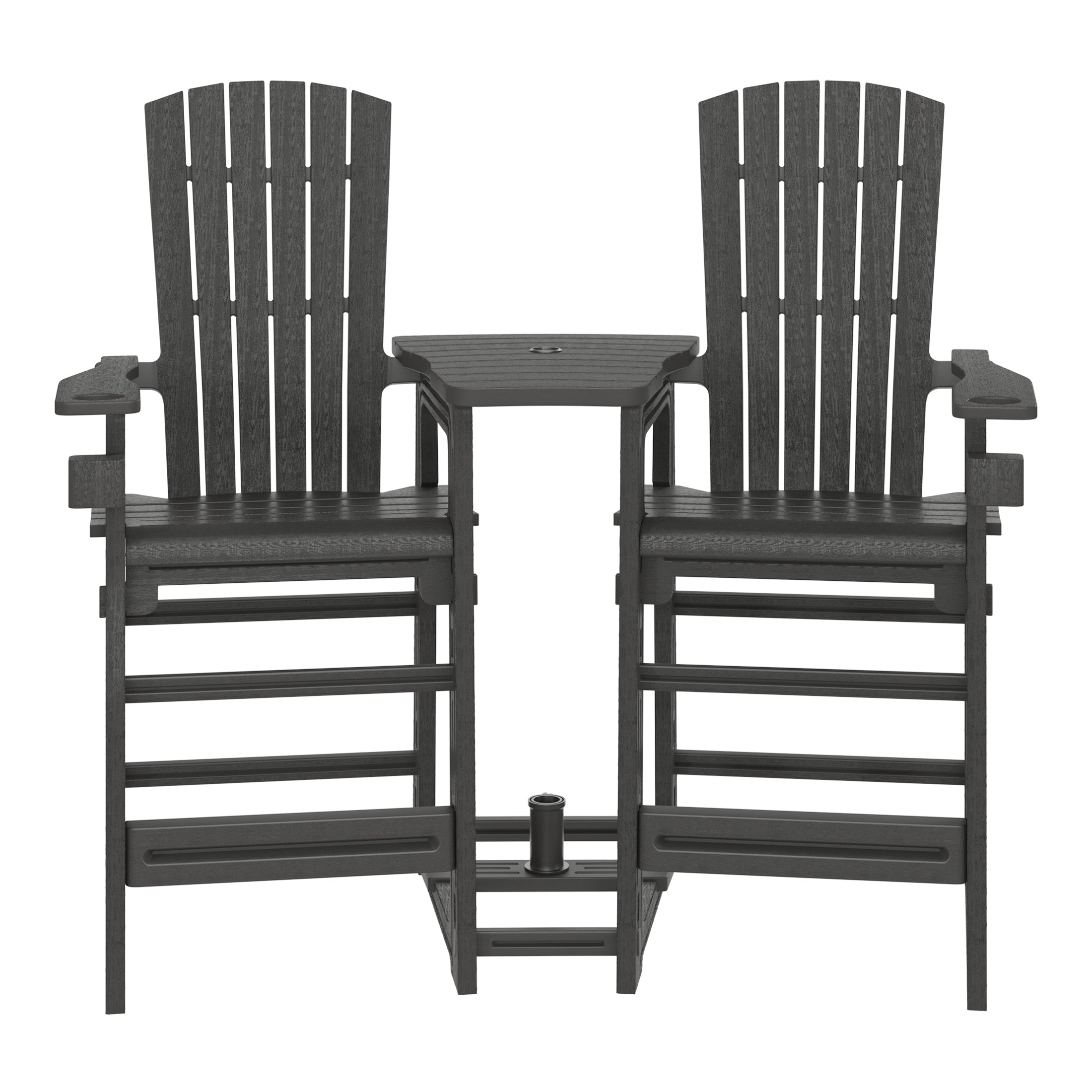 Cayman Outdoor Tall Adirondack Chairs With Connecting Table Tray (Set of 2)