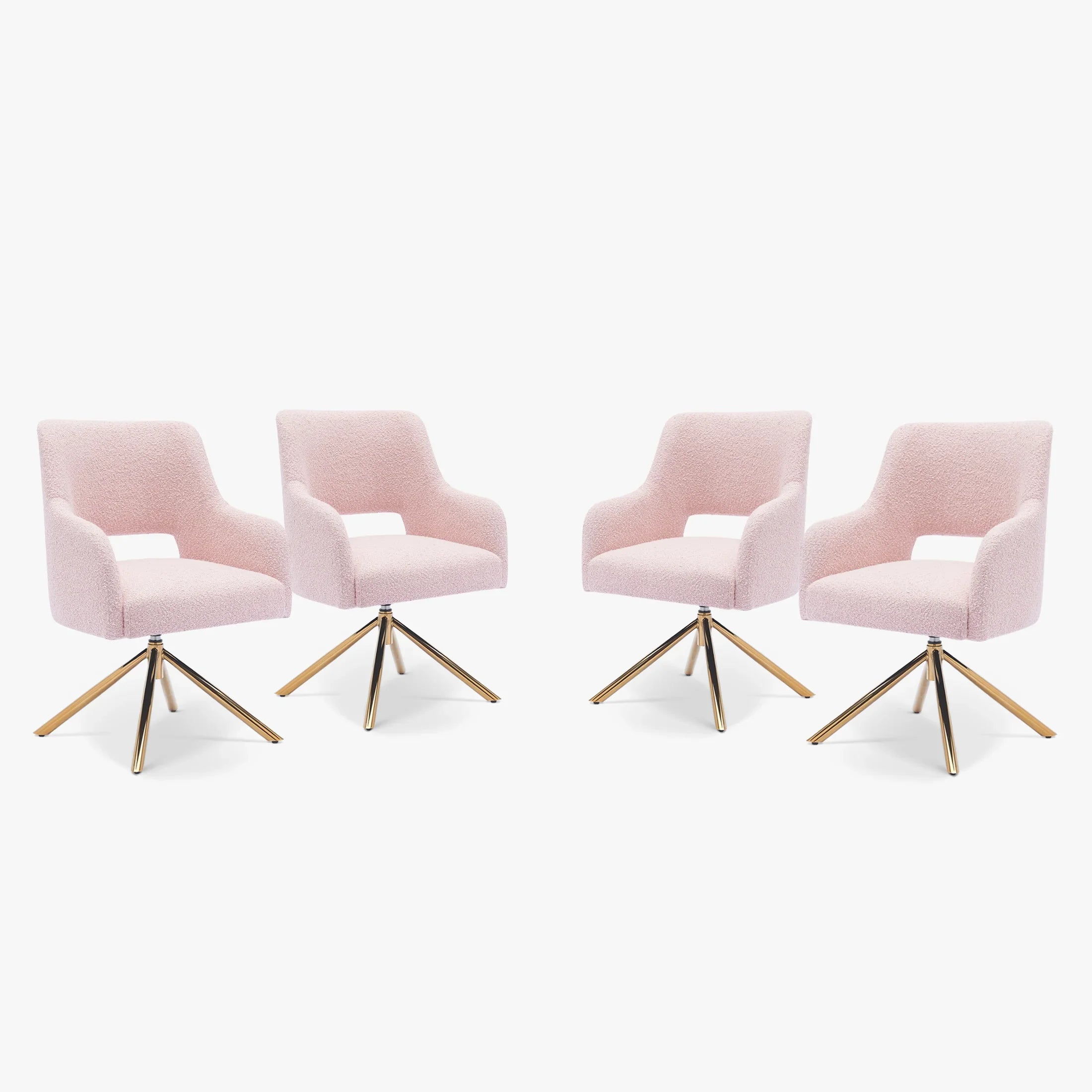 Amélie Mid-Century Modern Wide Boucle Swivel Accent Arm Chair (Set of 4)