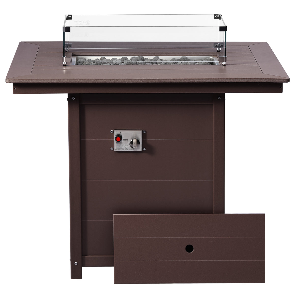 Sol 46" Modern Outdoor Patio Gas Propane Rectangle Fire Pit Table