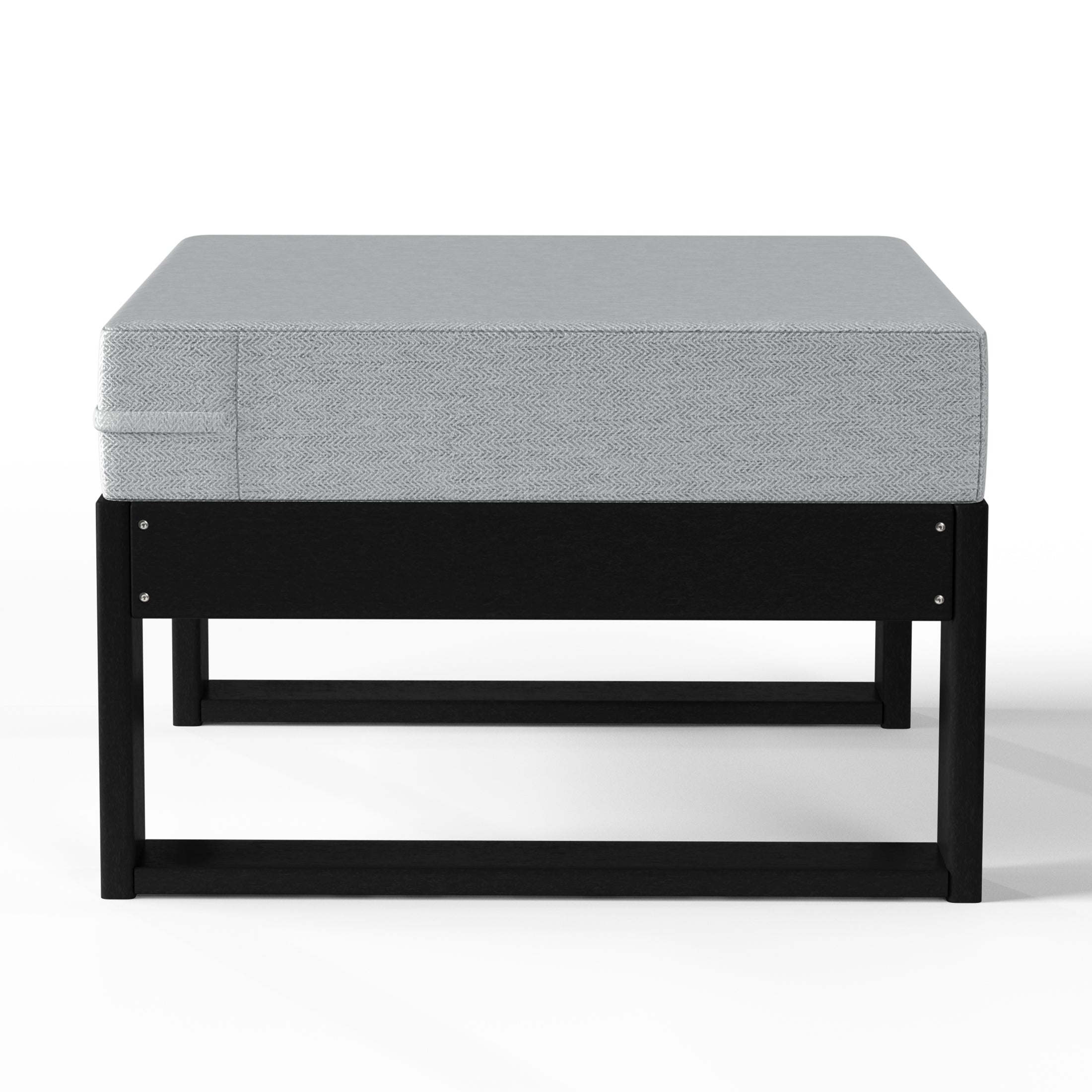 Rockaway Outdoor HDPE Patio Ottoman with Waterproof Olefin Cushions