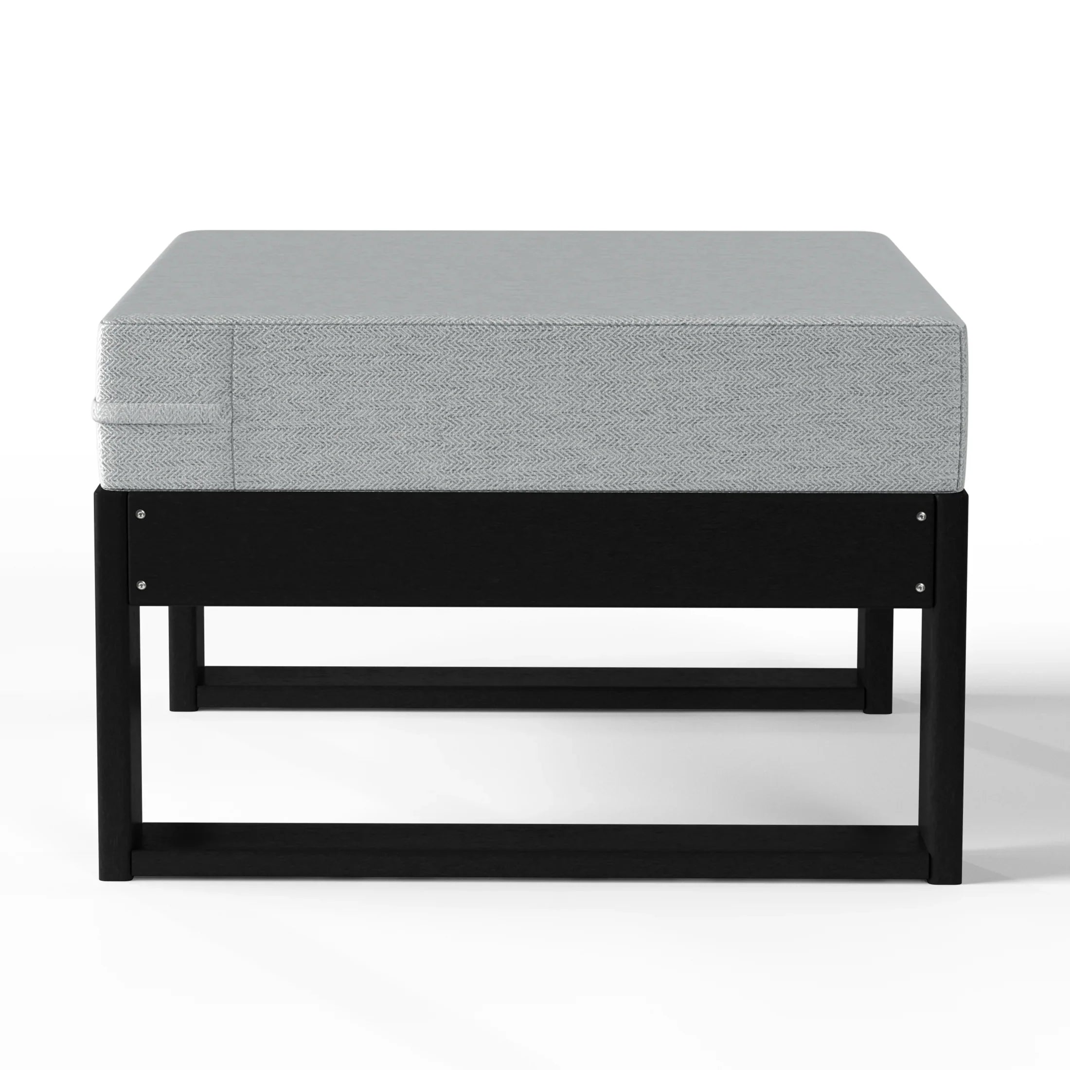 Rockaway Outdoor HDPE Patio Ottoman with Waterproof Olefin Cushions