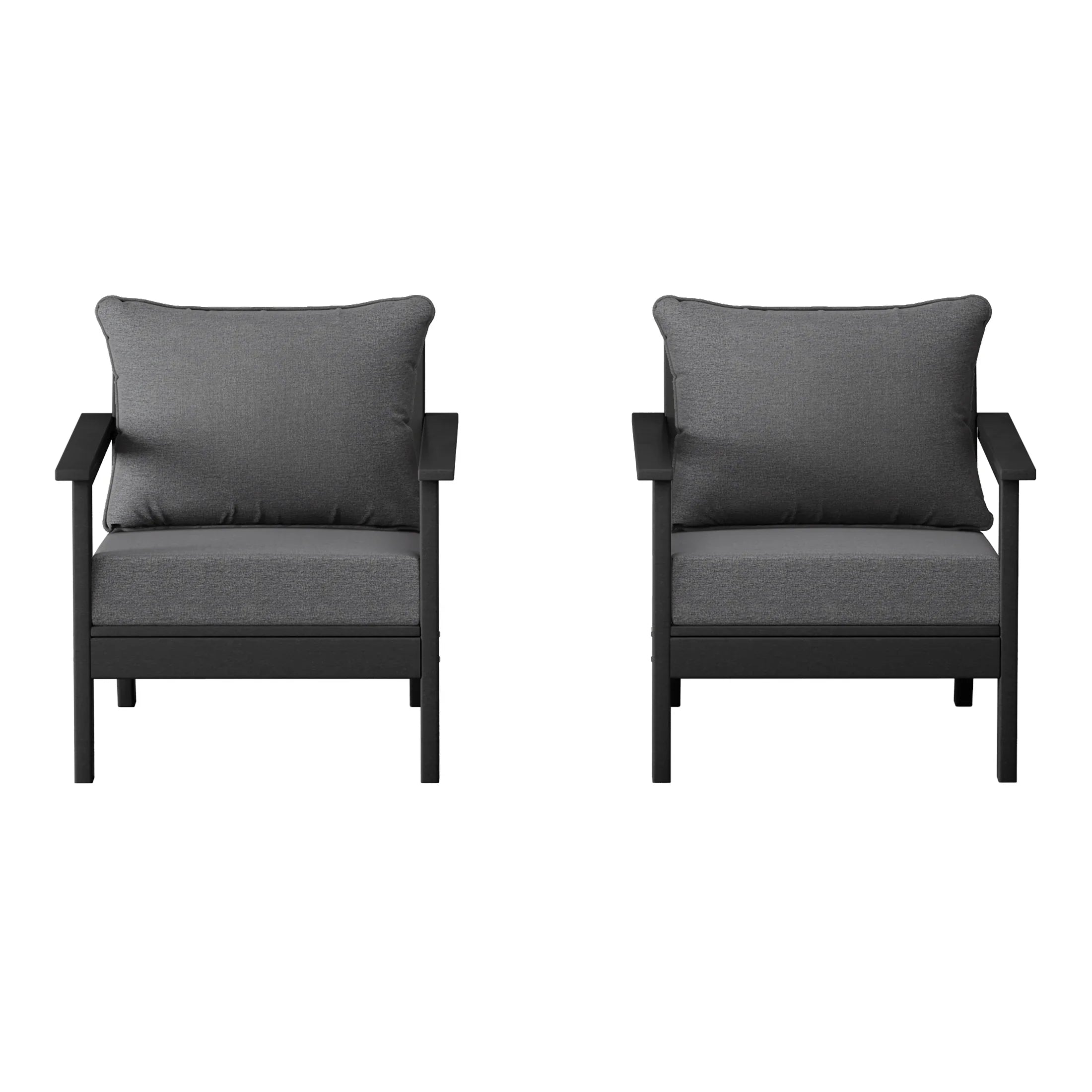 Portsmouth Outdoor Modern HDPE Patio Club Chairs with Deep Seat Cushions (Set of 2)