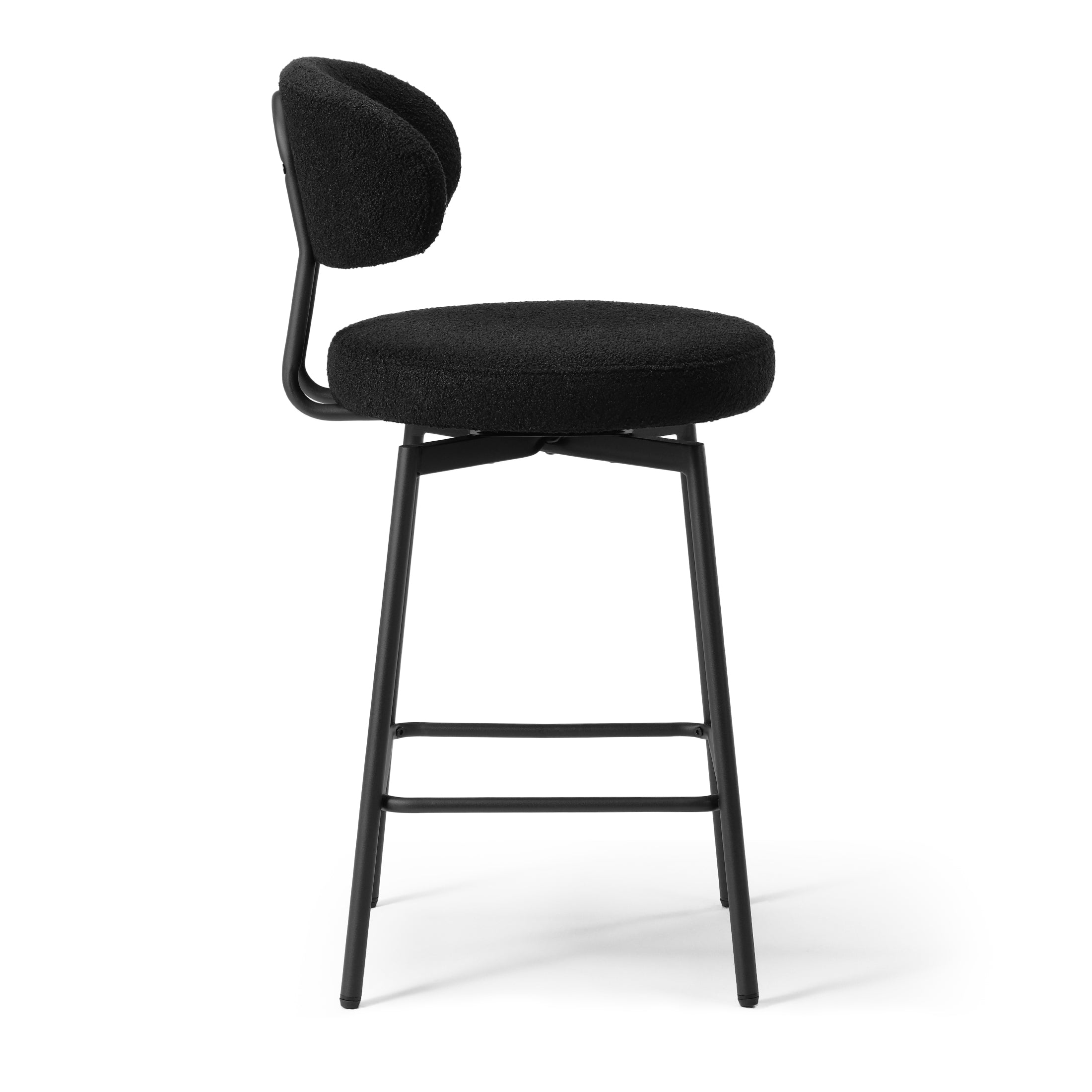 Celine Modern Upholstered Sherpa Fabric Counter Height Bar Stools with Back (Set of 2)