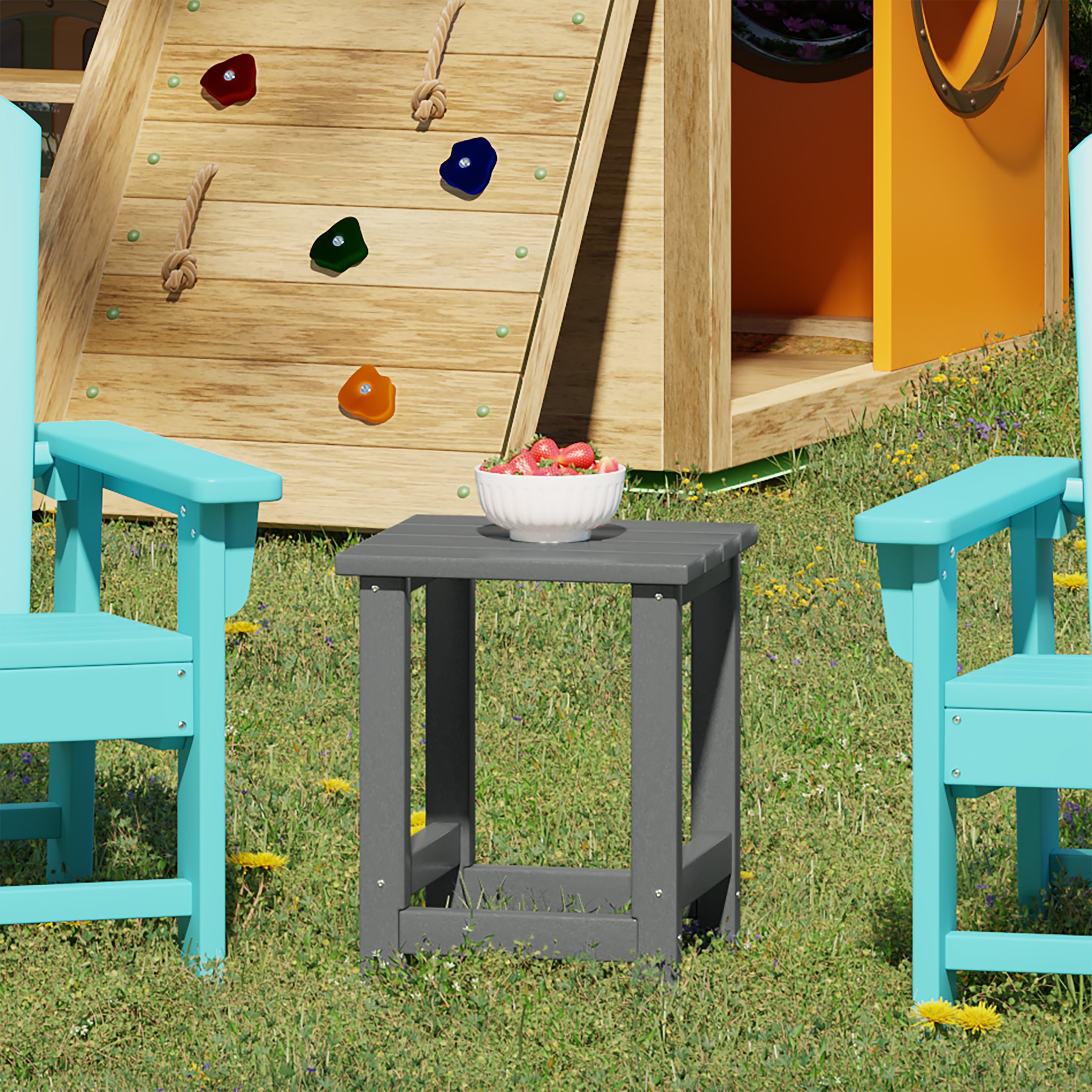 Paradise Kids Outdoor Patio Furniture HDPE Adirondack Square Side Table