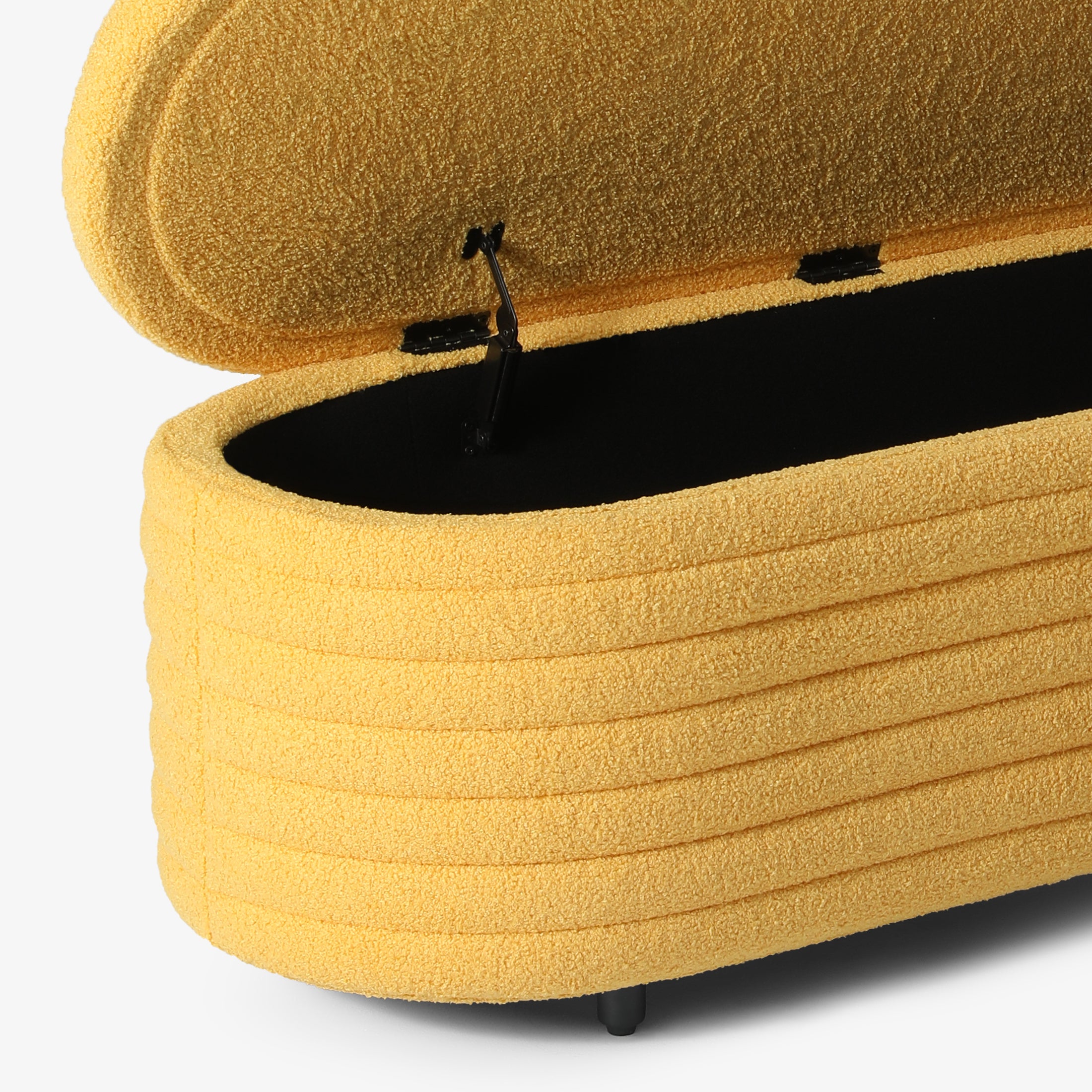 Celine 54" Wide Mid-Century Modern Upholstered Teddy Sherpa Tufted Oval Storage Ottoman Bench