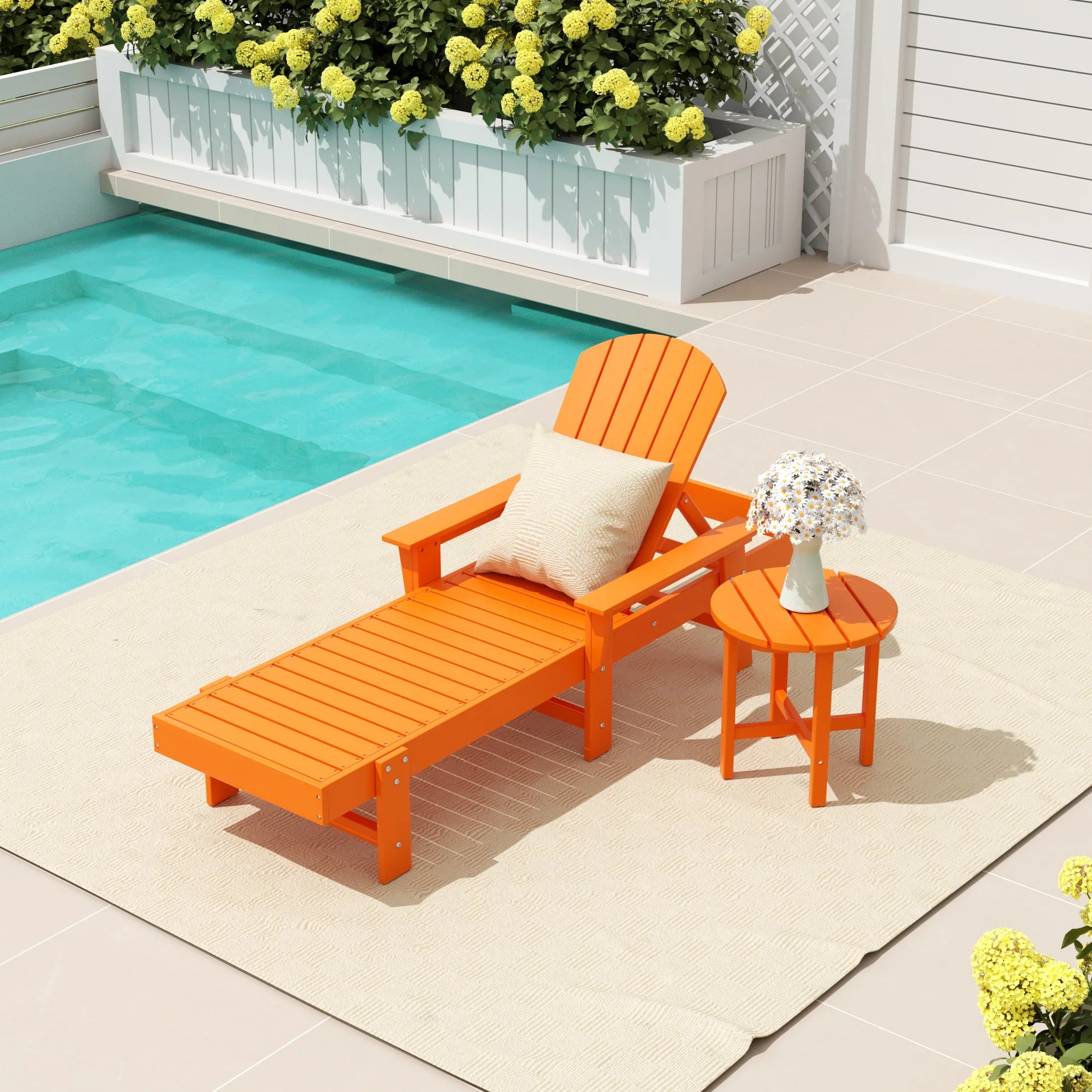 Portside 2 Piece Adirondack Reclining Chaise Lounge With Arms