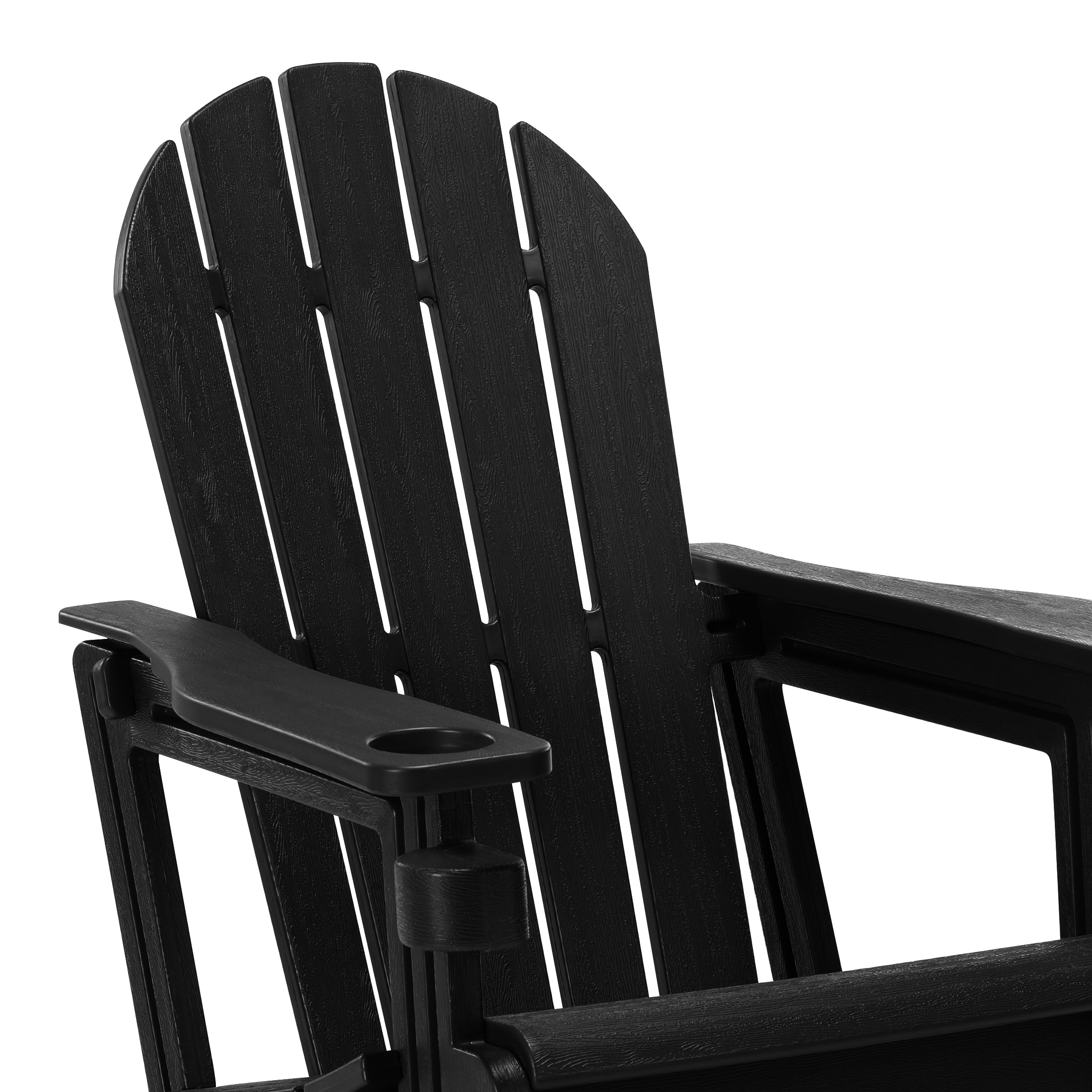 Cayman Tool-Free Assembly Outdoor Patio HDPE Plastic Adirondack Chair with Cup Holder