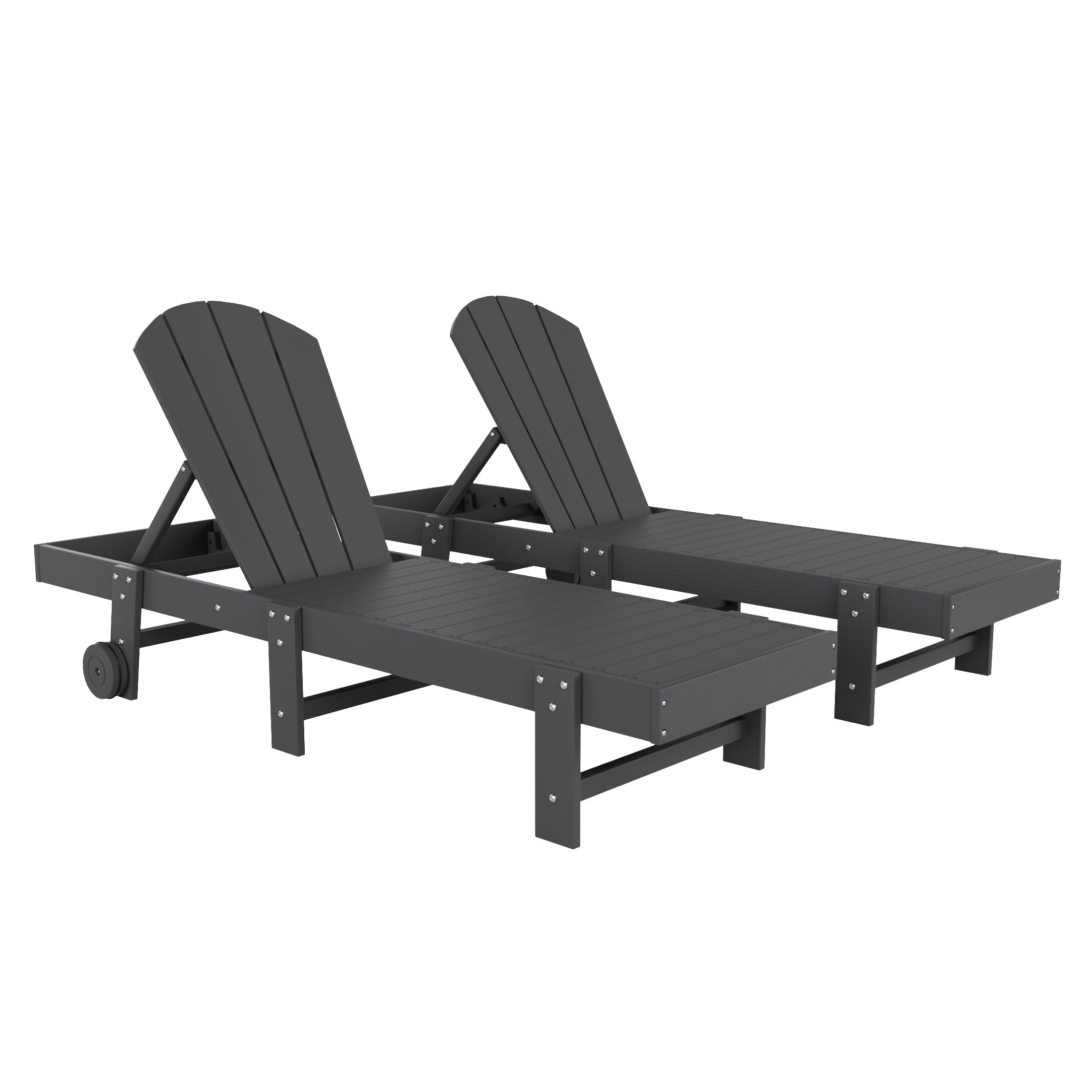 Paradise Adirondack Poly Reclining Chaise Lounge With Wheels (Set Of 2)