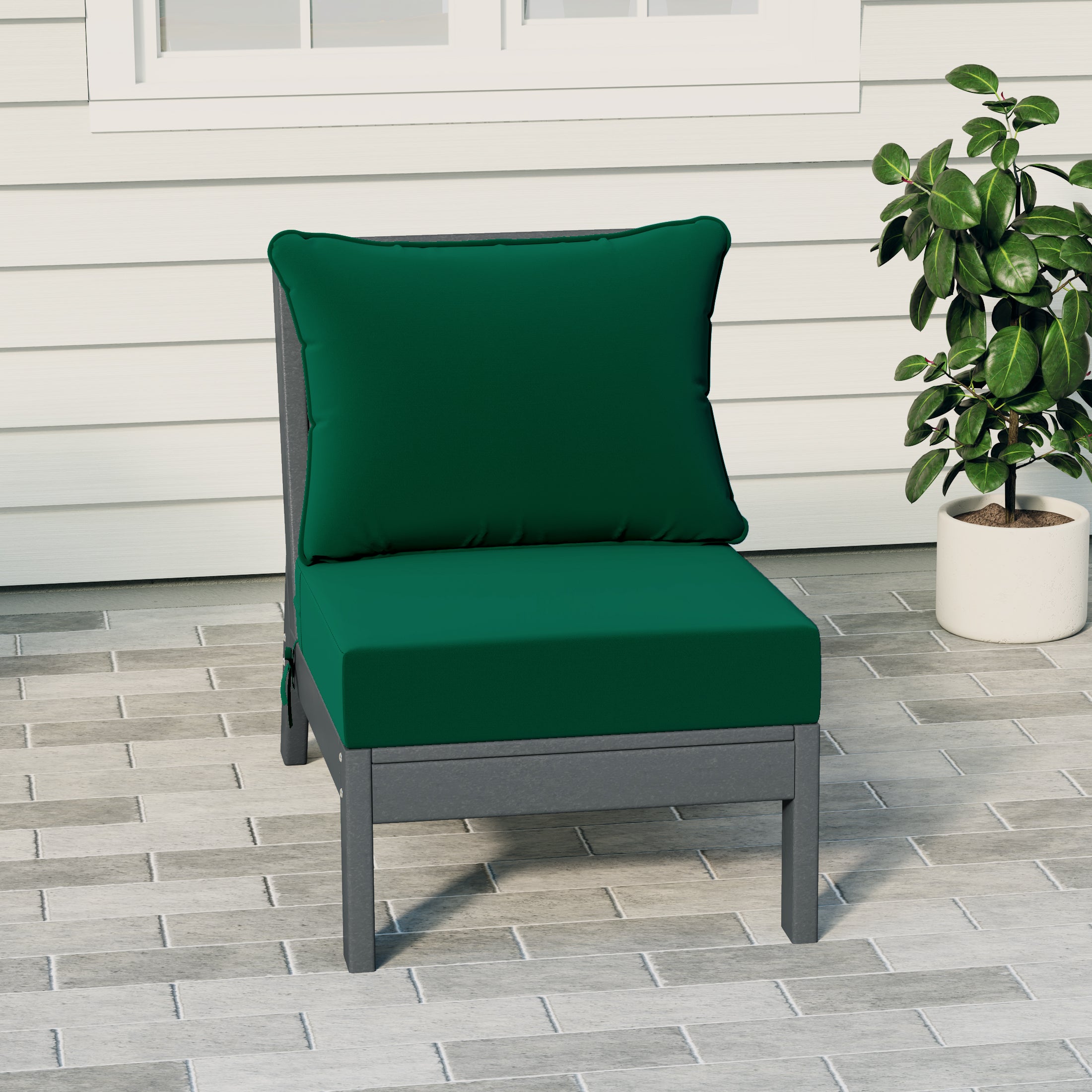 Portsmouth Outdoor HDPE Deep Seating Modular Armless Patio Chair with Patio Cushions
