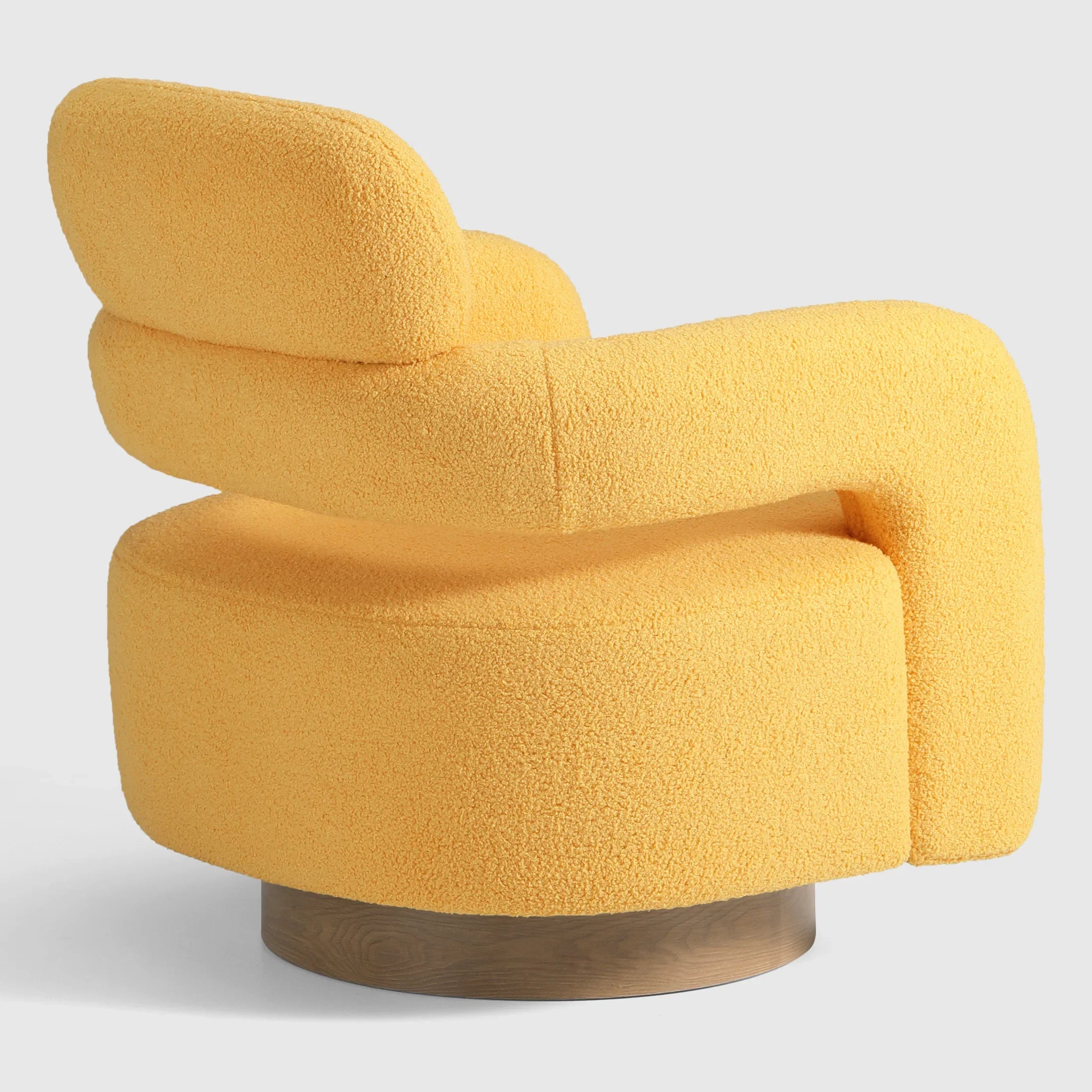 Celine Mid-Century Modern Sherpa Swivel Barrel Accent Chair With Storage Ottoman