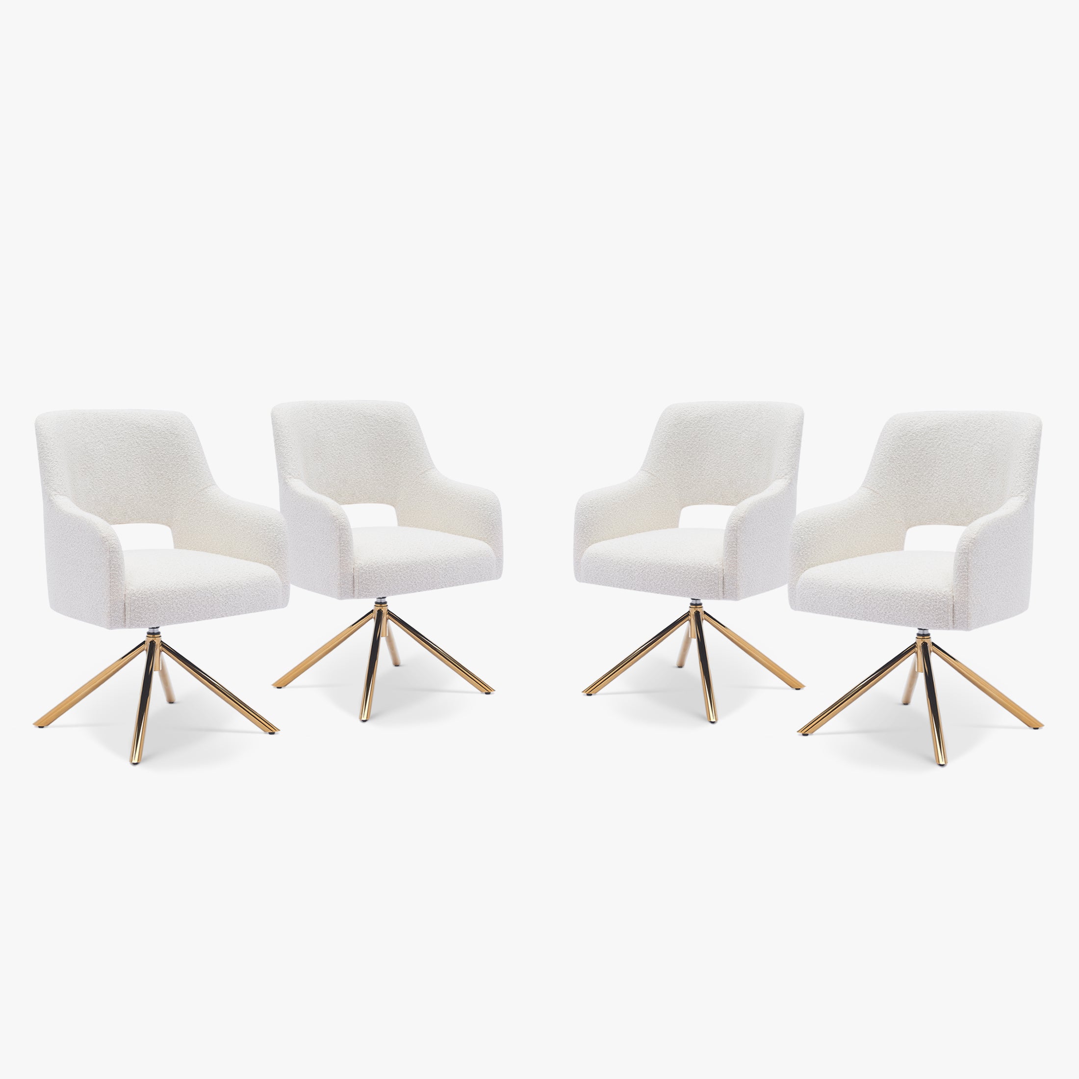 Amélie Mid-Century Modern Wide Boucle Swivel Accent Arm Chair (Set of 4)