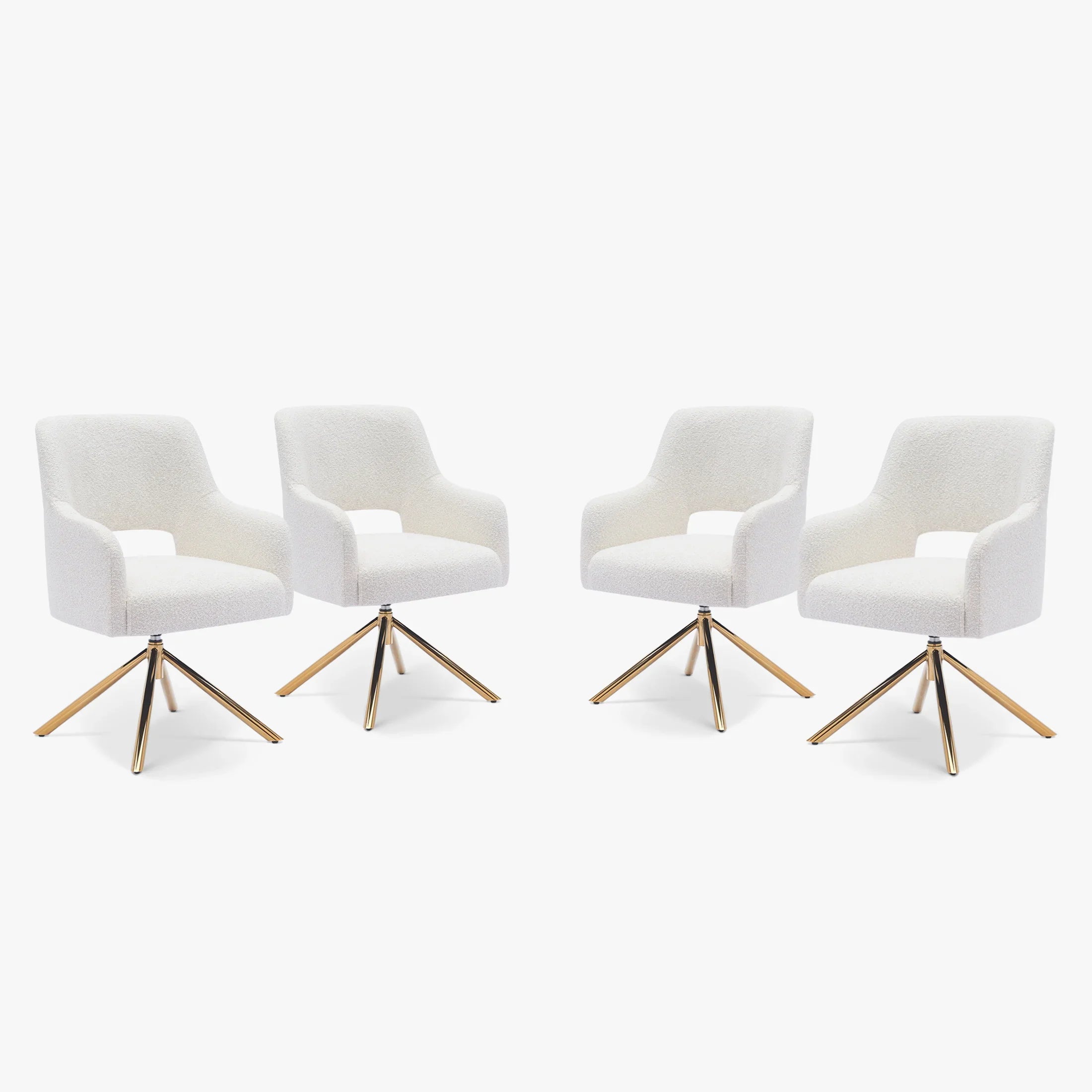 Amélie Mid-Century Modern Wide Boucle Swivel Accent Arm Chair (Set of 4)