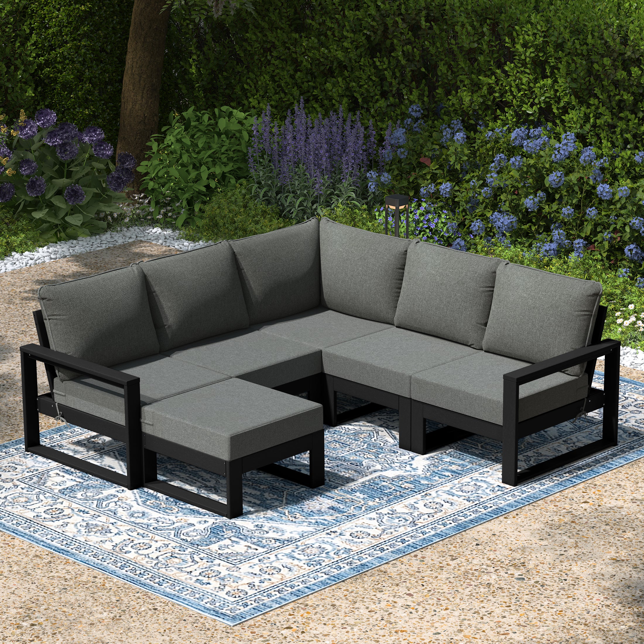 Rockaway 6-Piece Outdoor Patio Corner Sectional Sofa Conversation Set