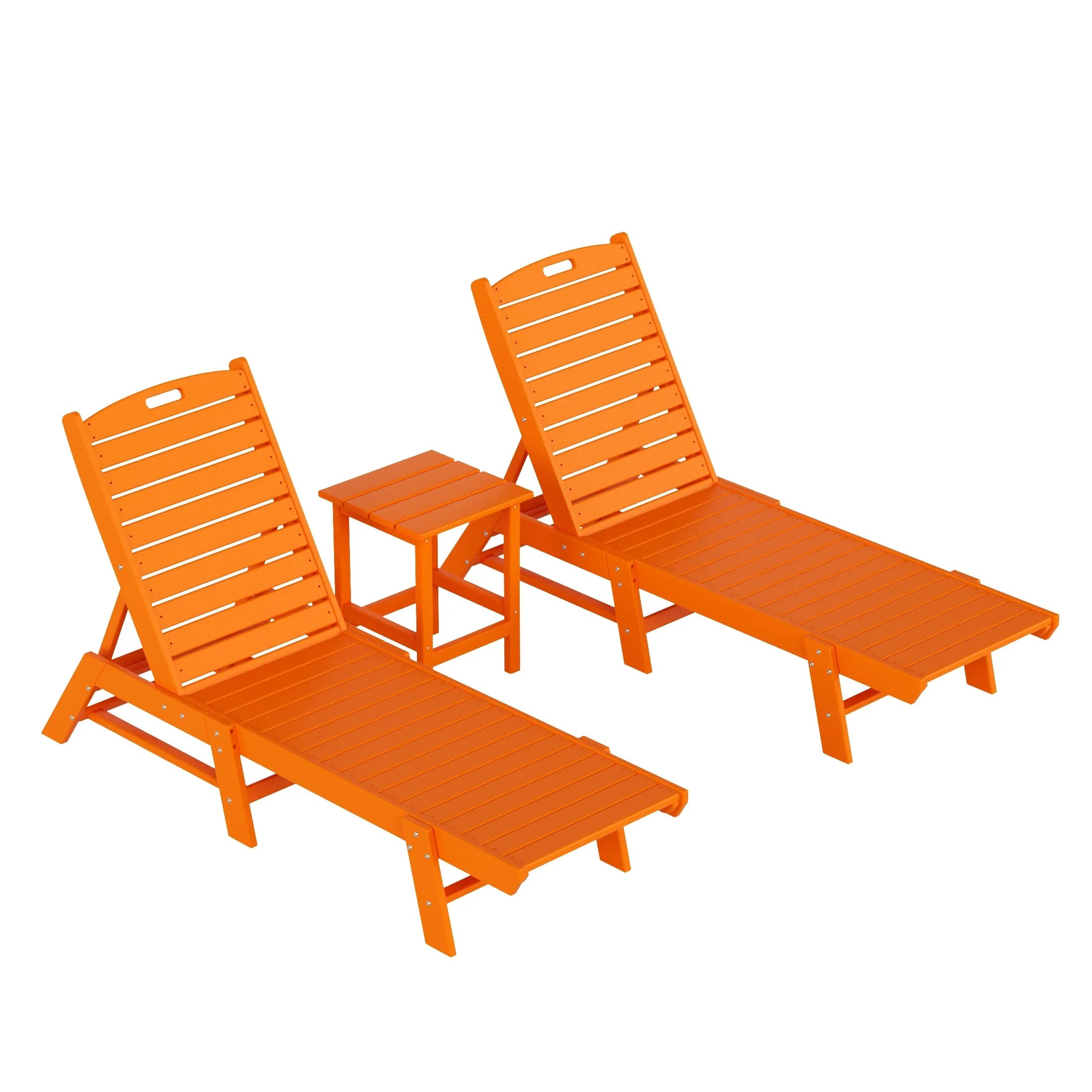 Paradise Poly Reclining Outdoor Patio Chaise Lounge Chair with Side Table Set