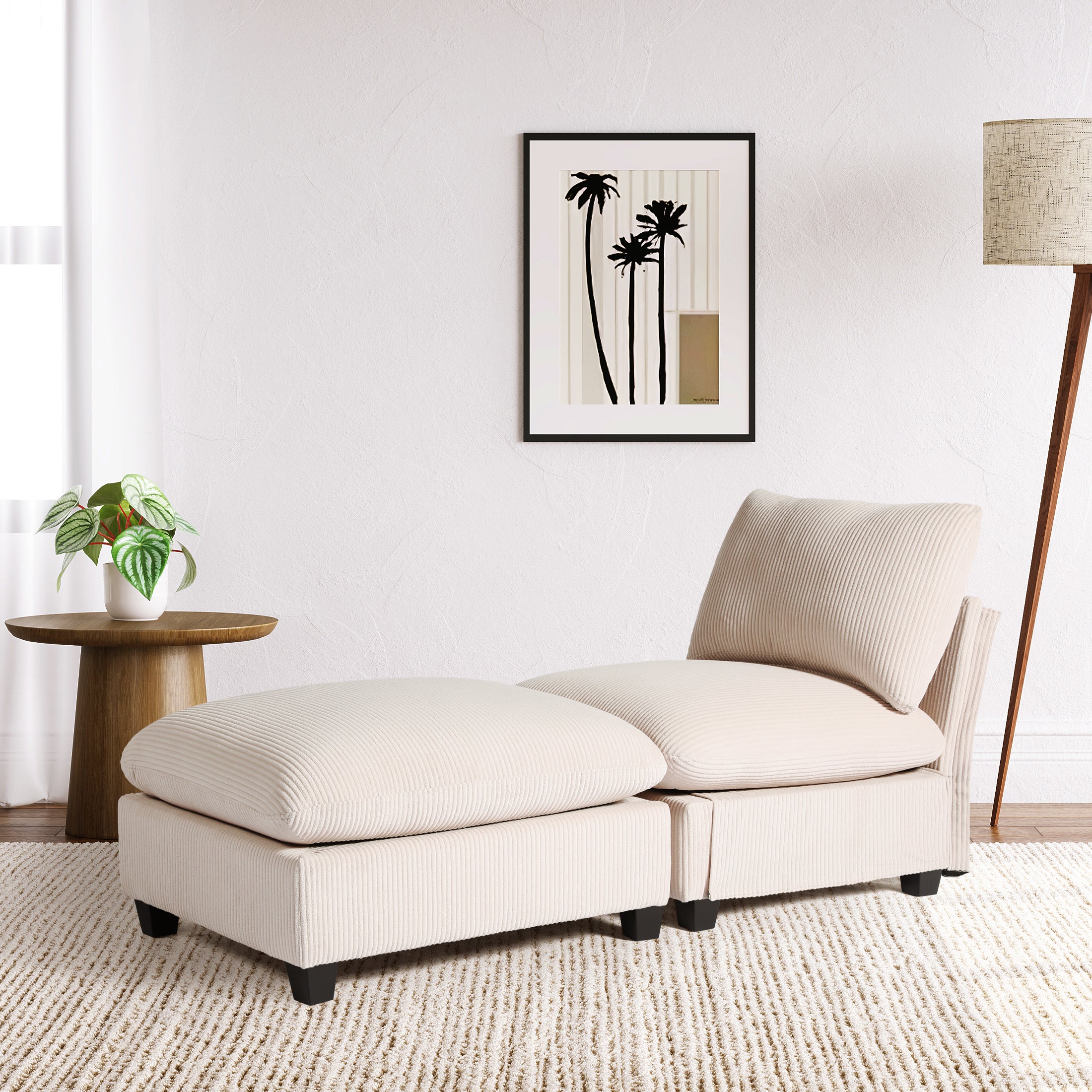 Ava 68.5" Corduroy Upholstered Indoor Chaise Lounge Chair