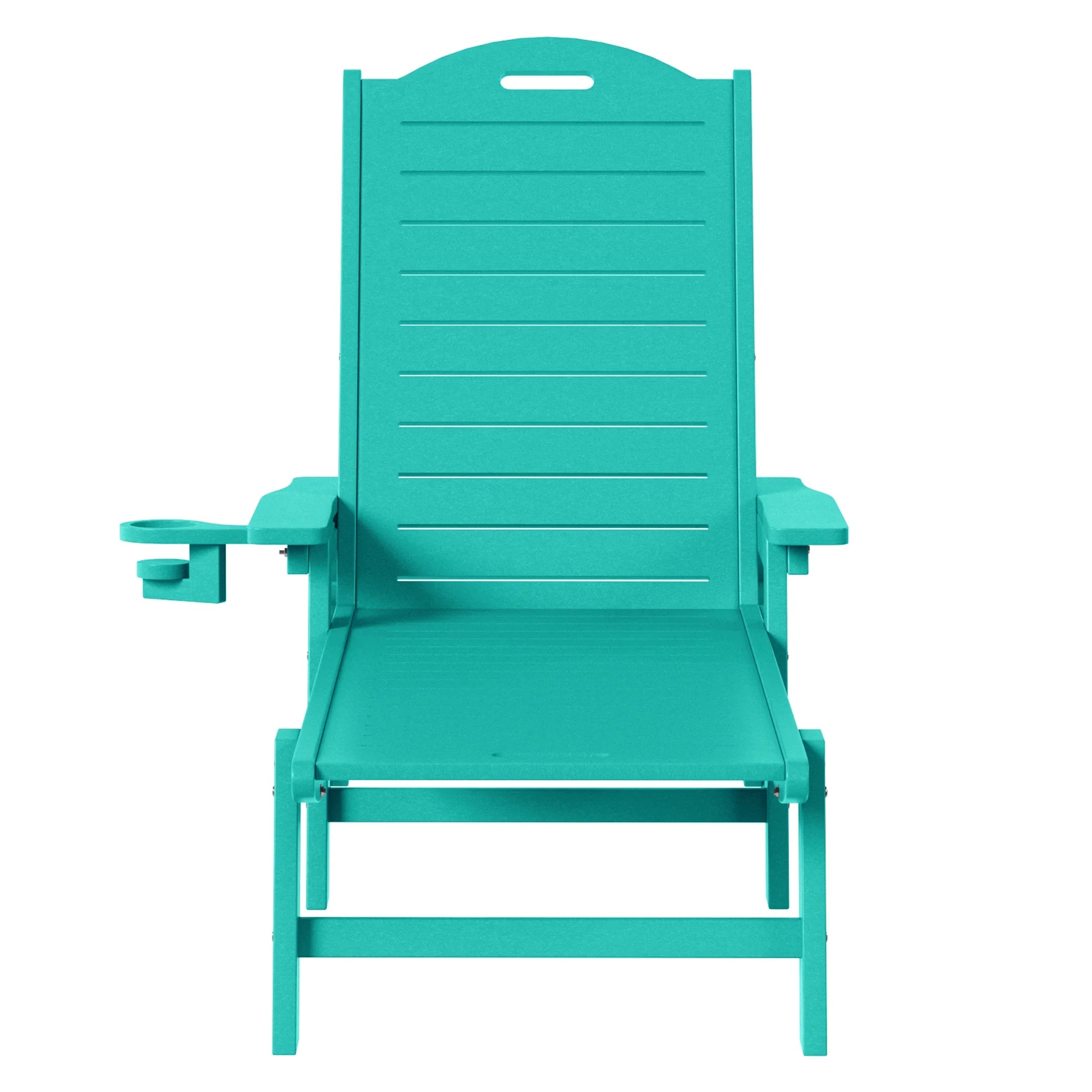 Lago Outdoor HDPE Patio Chaise Lounge With Wheels & Cup Holder