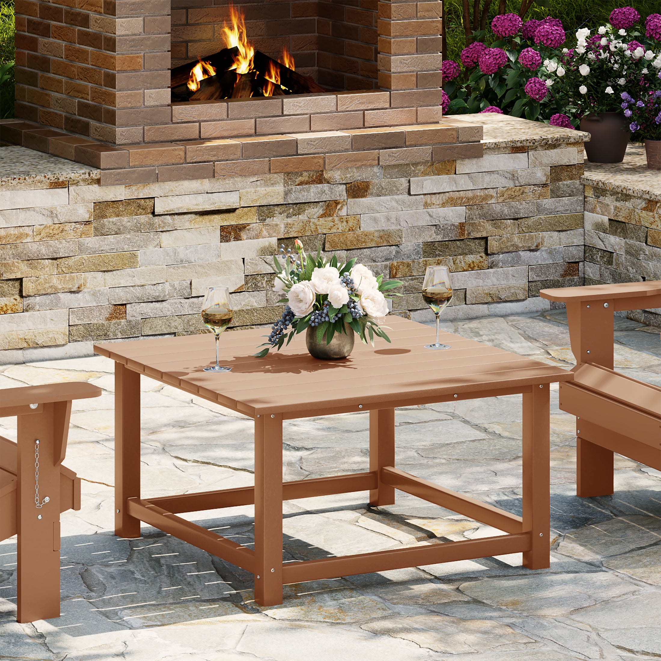 Paradise Low Outdoor HDPE Square Patio Coffee Table