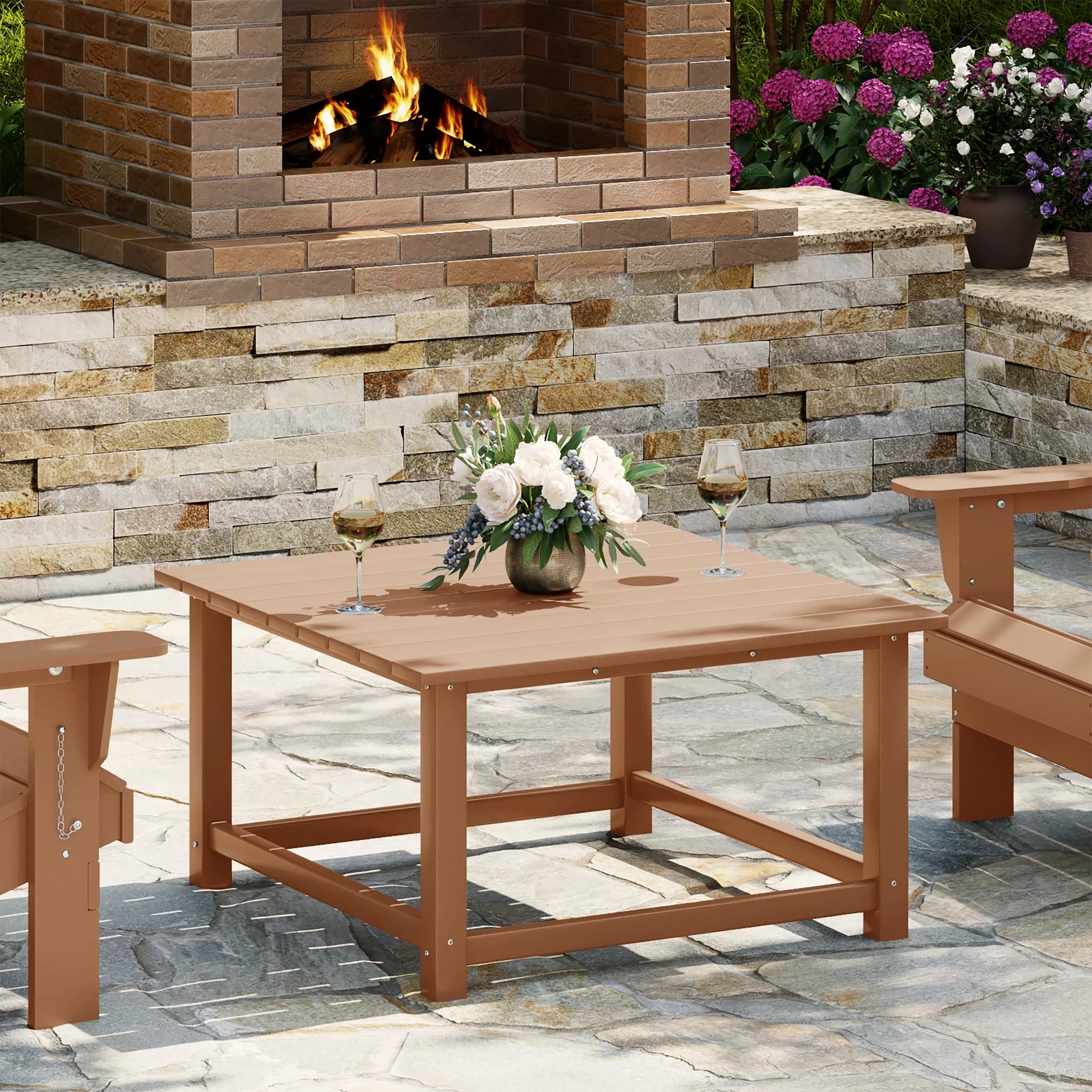 Paradise Low Outdoor HDPE Square Patio Coffee Table