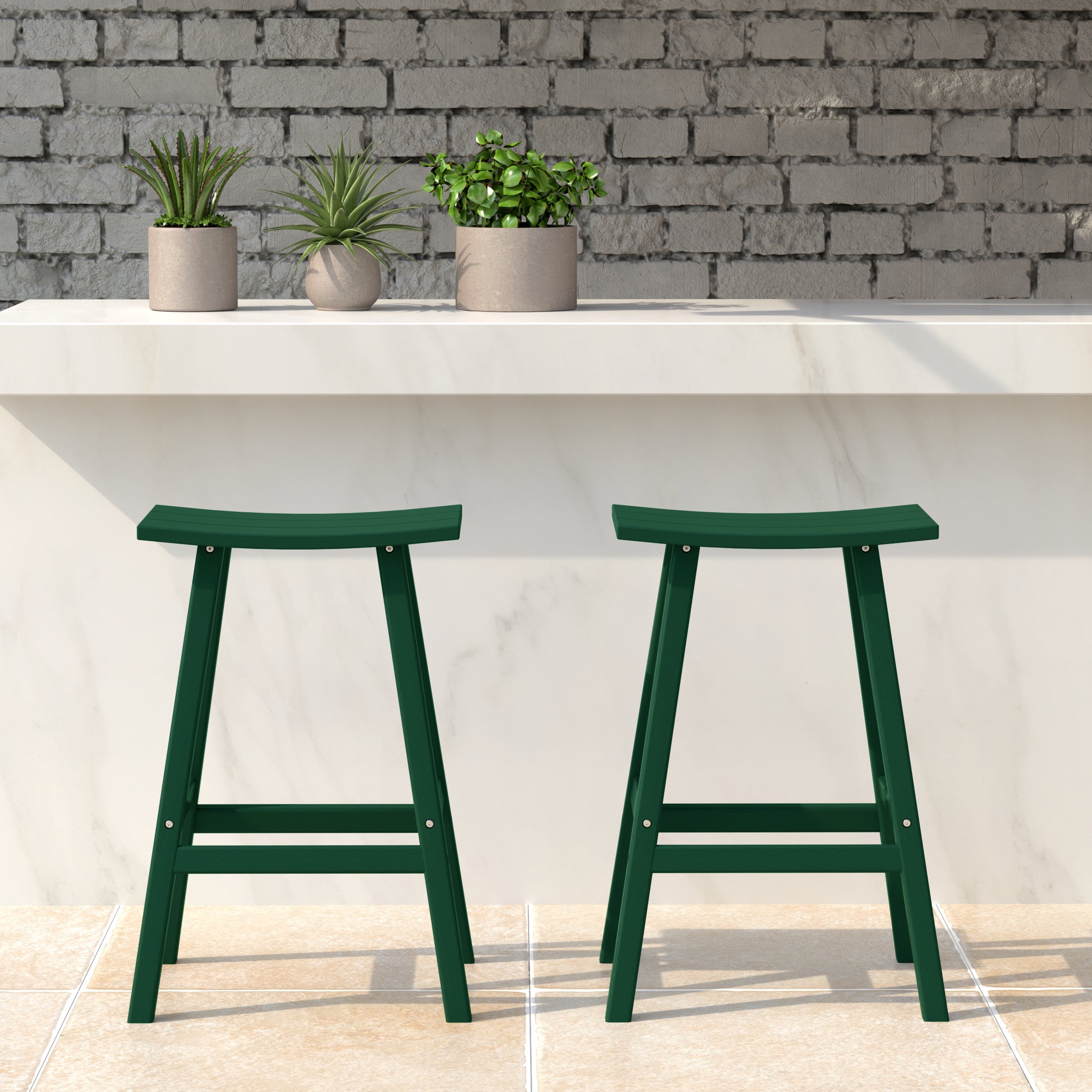 Paradise 24" HDPE Outdoor Patio Counter Height Bar Stools (Set of 2)