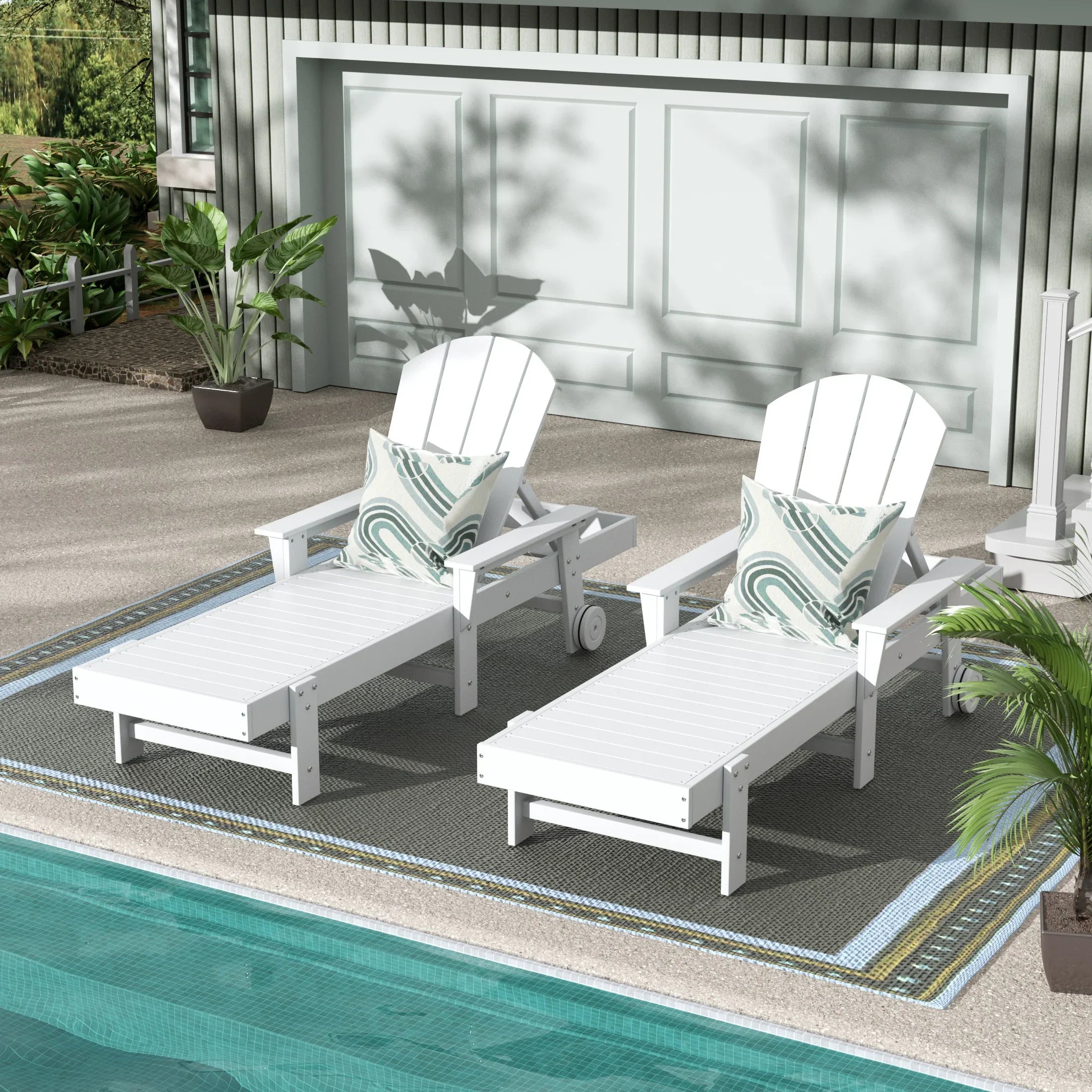 Paradise 2 Piece Reclining Chaise Lounge With Arms & Wheels