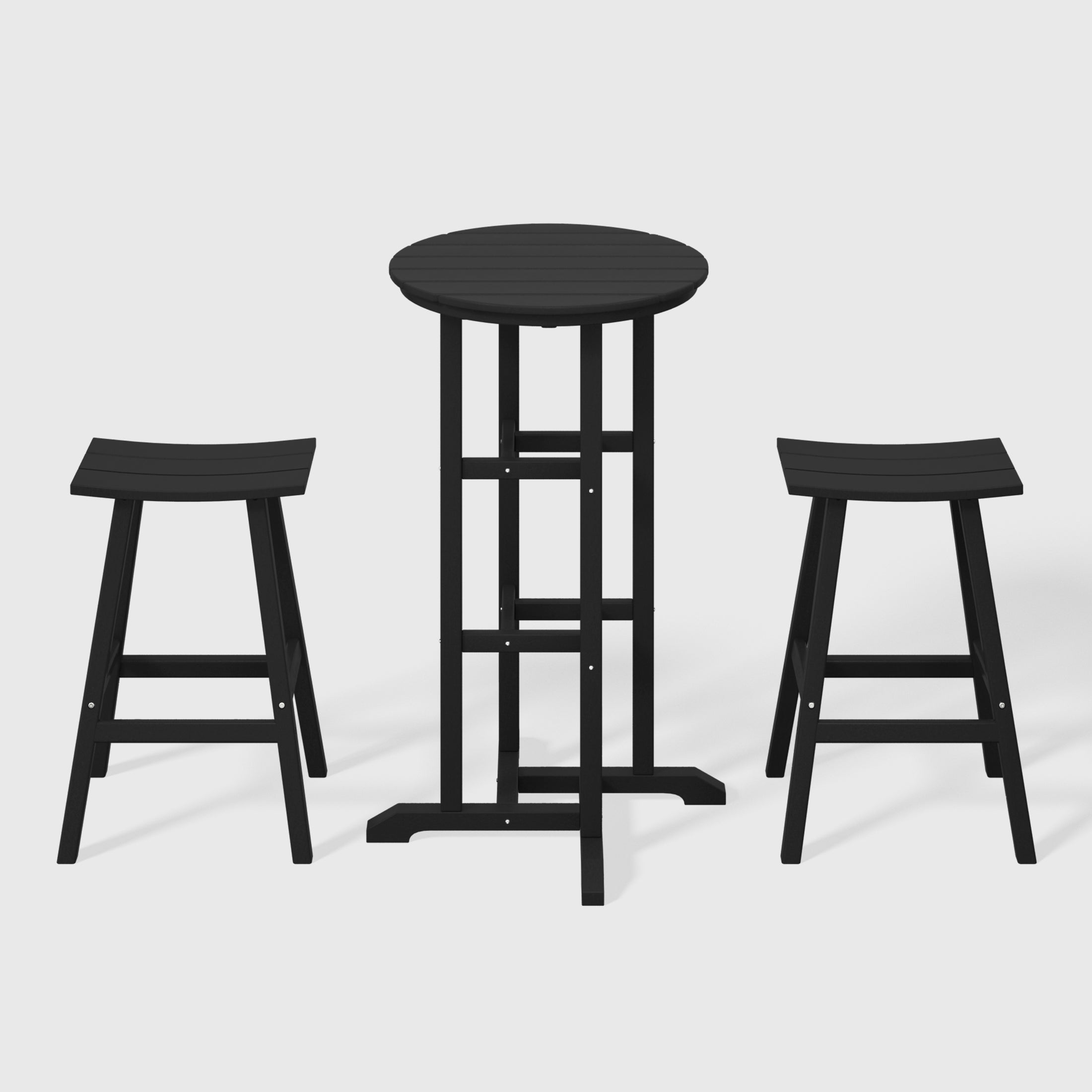 Paradise Outdoor Patio Bar Height Table and Bar Stool 3-Piece Dining Set