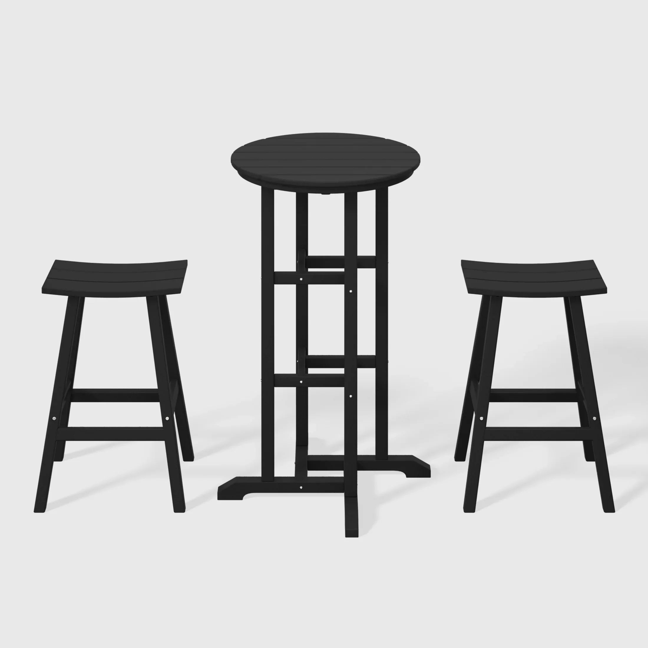 Paradise Outdoor Patio Bar Height Table and Bar Stool 3-Piece Dining Set