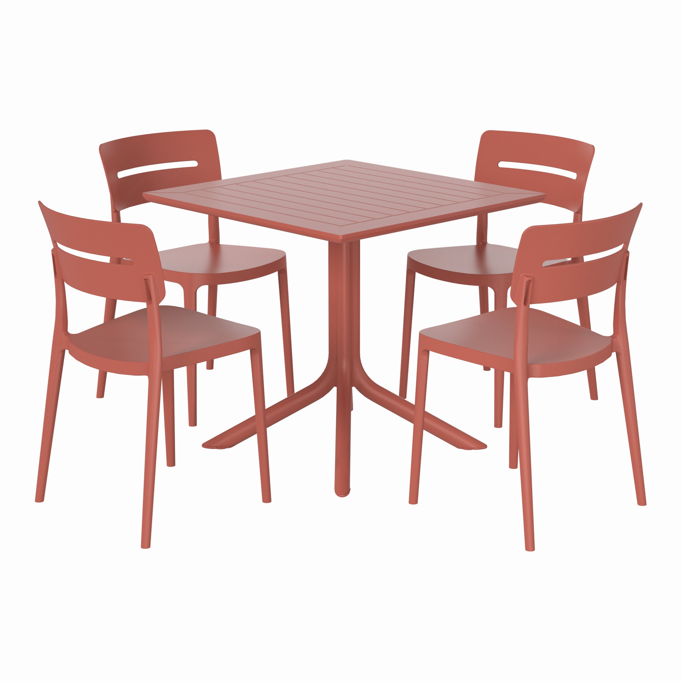 Sunshine Modern 5-Piece Resin Patio Dining Table Set with Stackable Patio Dining Chairs