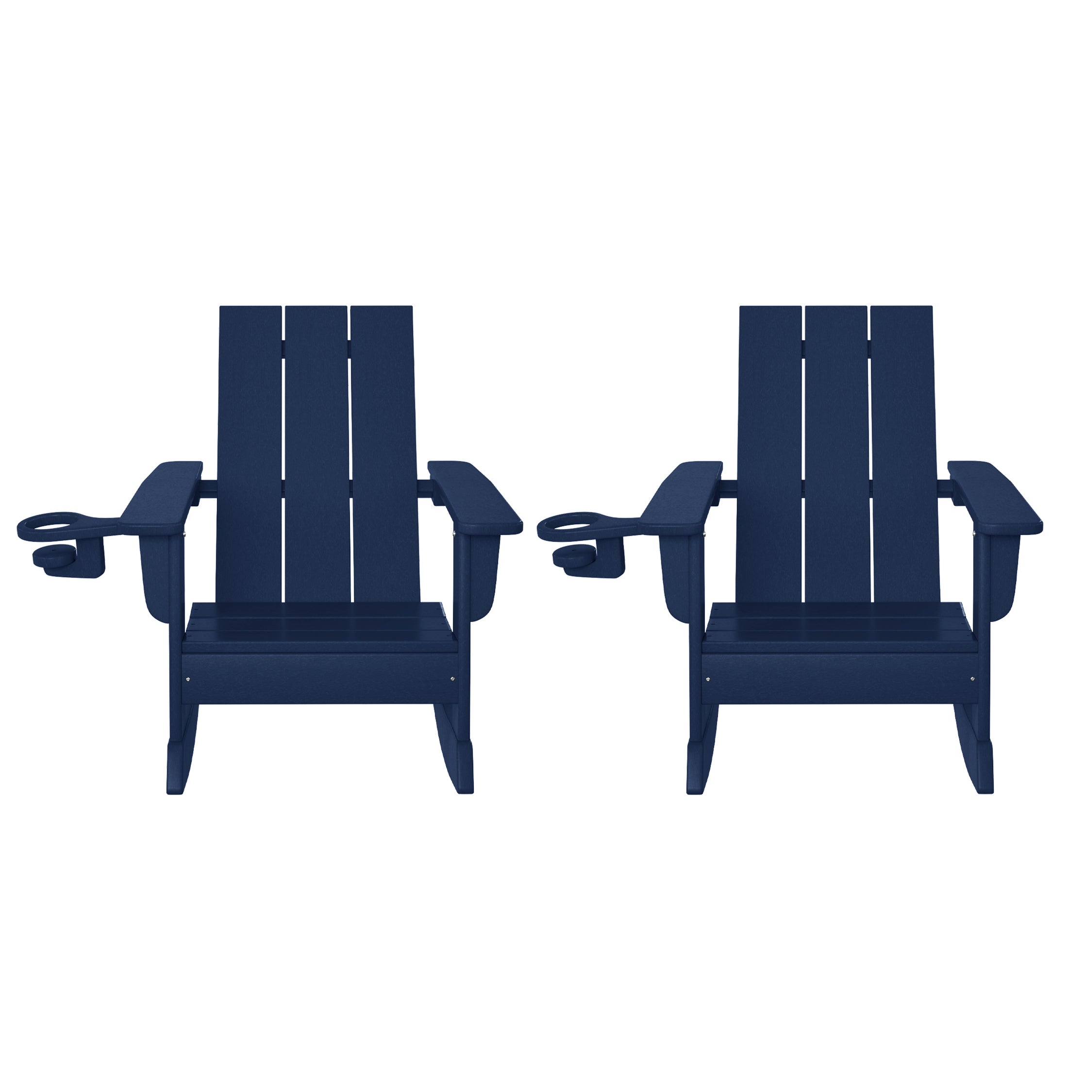 Palms Outdoor HDPE Plastic Preschool Toddler Modern Adirondack Rocking Chairs (Set of 2)
