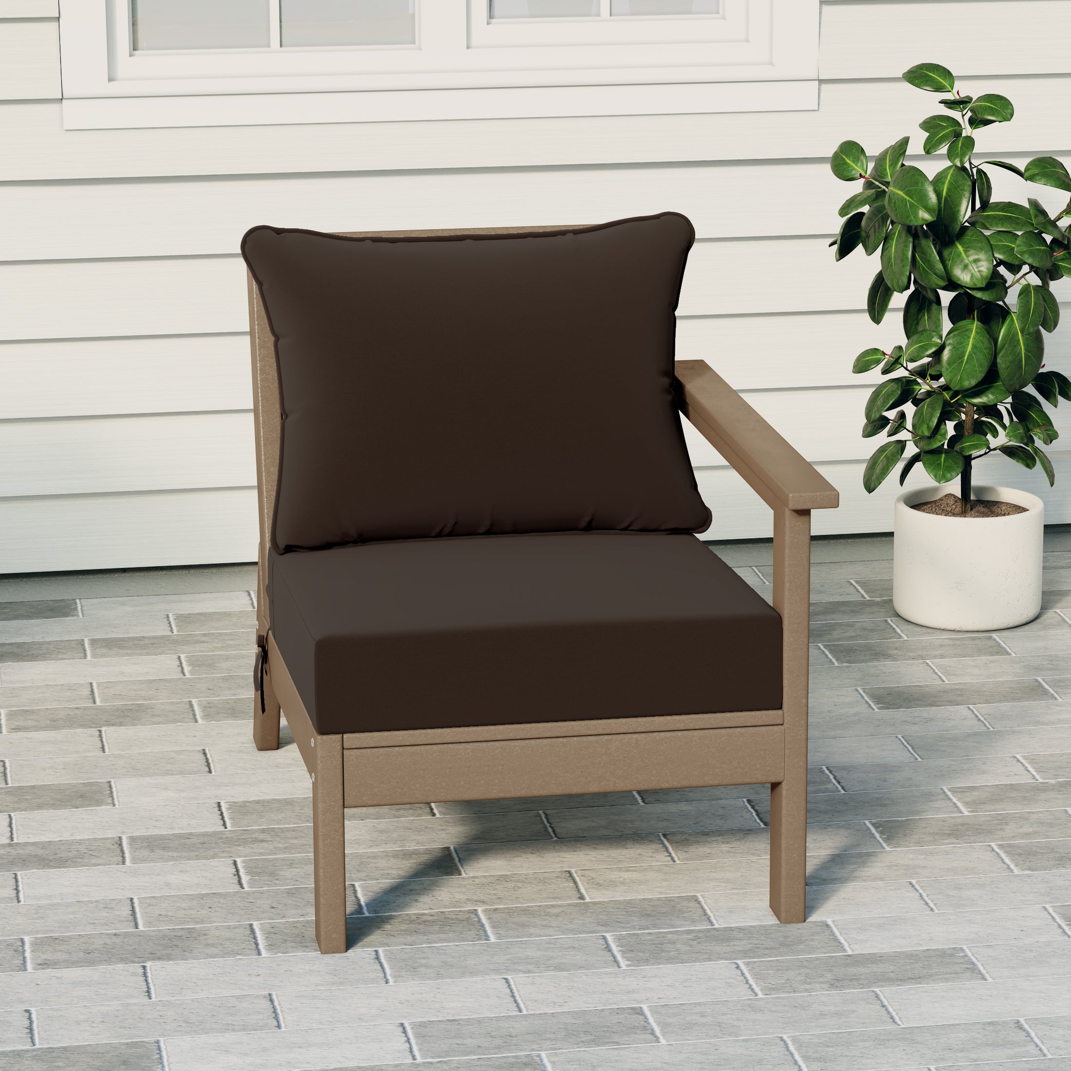 Portsmouth Outdoor Patio HDPE Right Arm Sectional Corner Club Chair with Patio Cushions