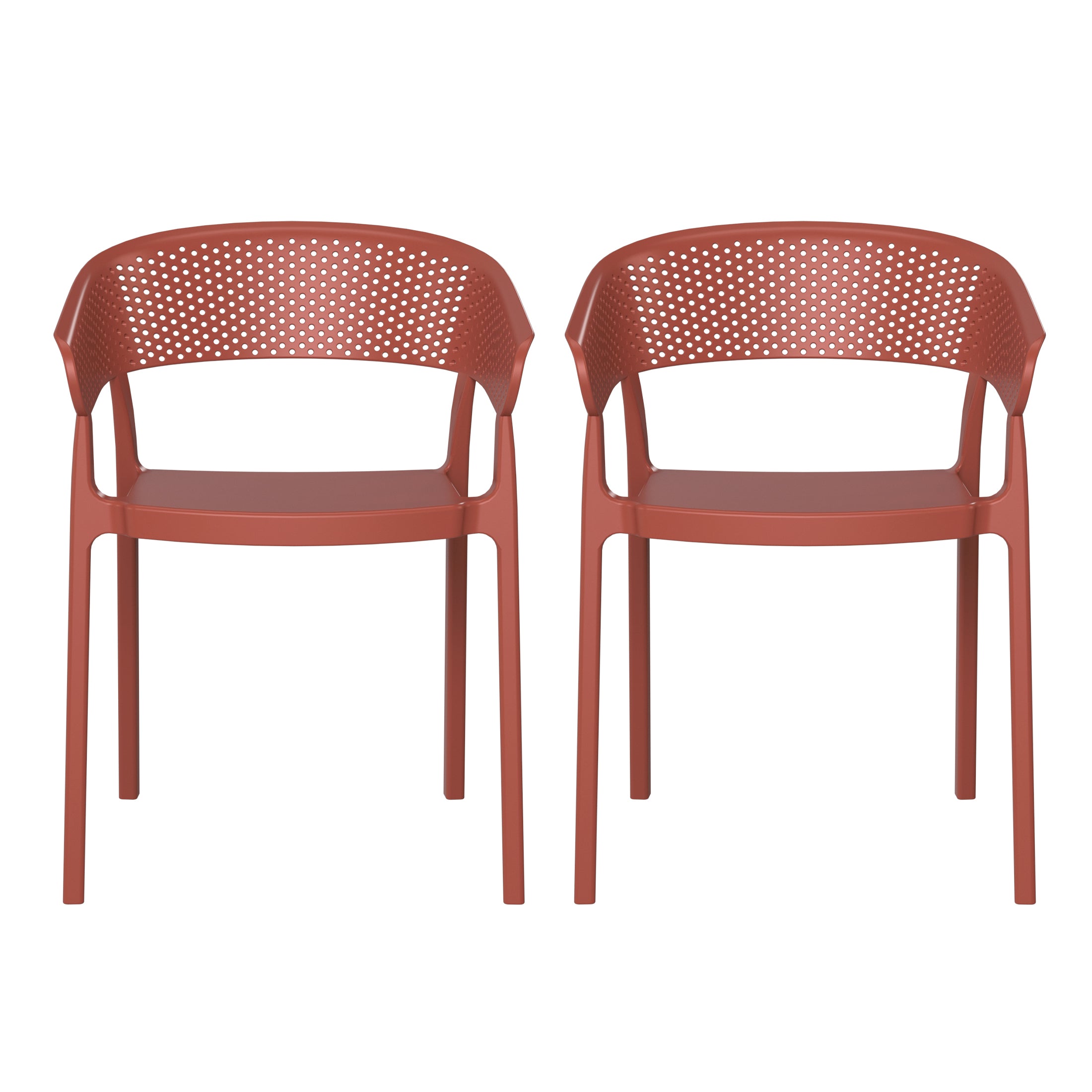 Sunshine Outdoor Modern Stackable Plastic Resin Patio Dining Armchair (Set of 2)