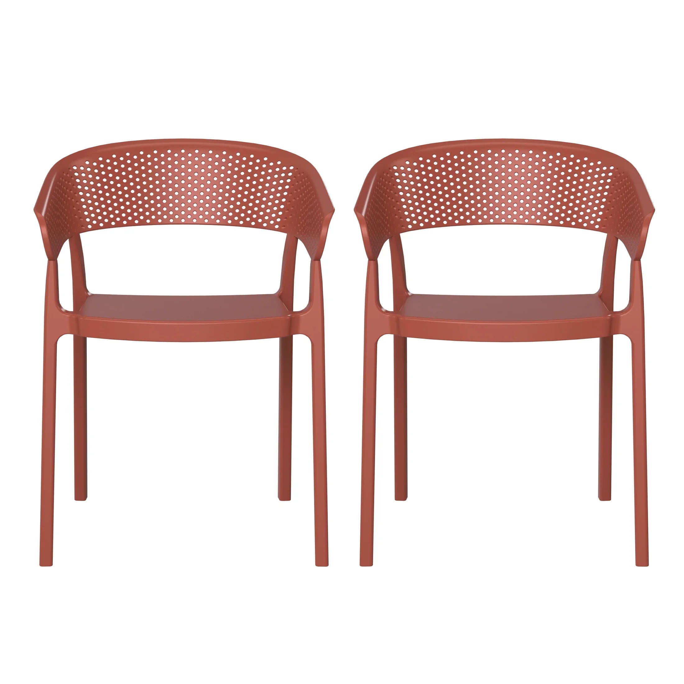 Sunshine Outdoor Modern Stackable Plastic Resin Patio Dining Armchair (Set of 2)