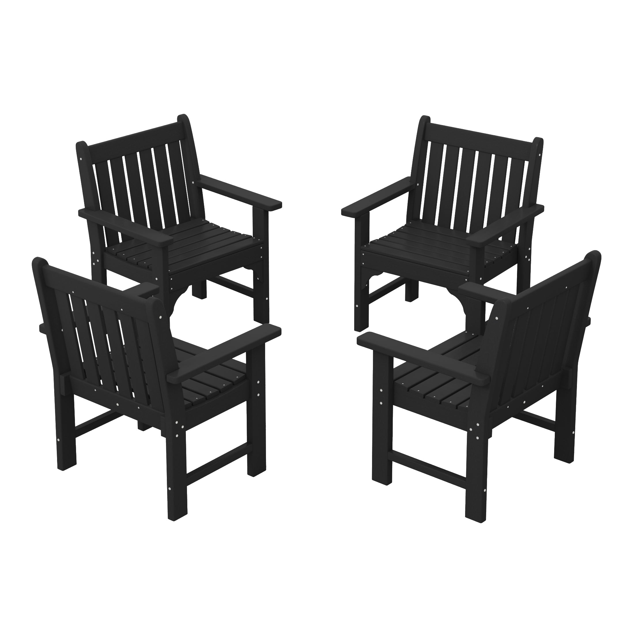Paradise Outdoor Patio HDPE Adirondack Dining Arm Chairs (Set of 4)