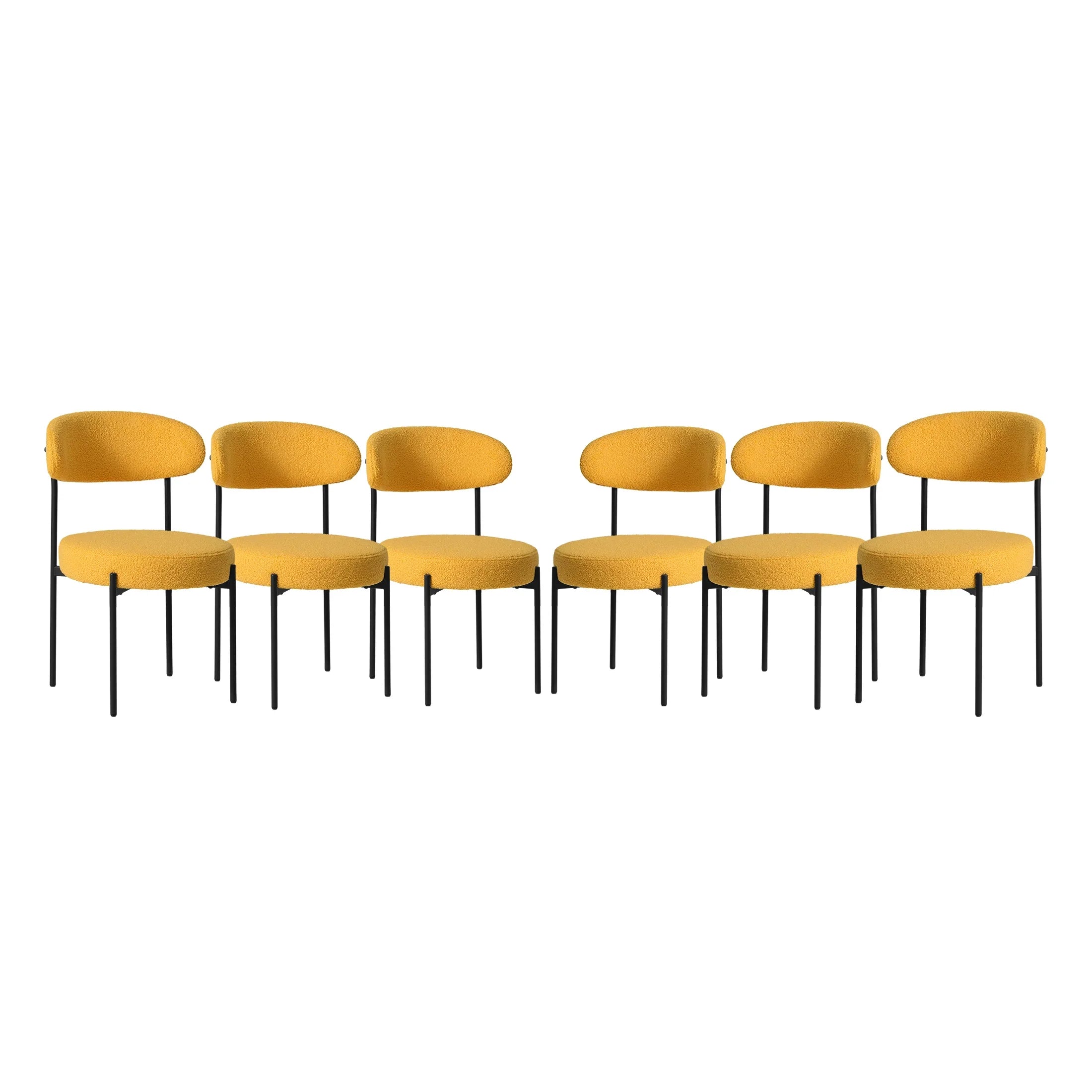 Celine Mid-Century Modern Upholstered Sherpa Round Dining Chairs (Set of 6)