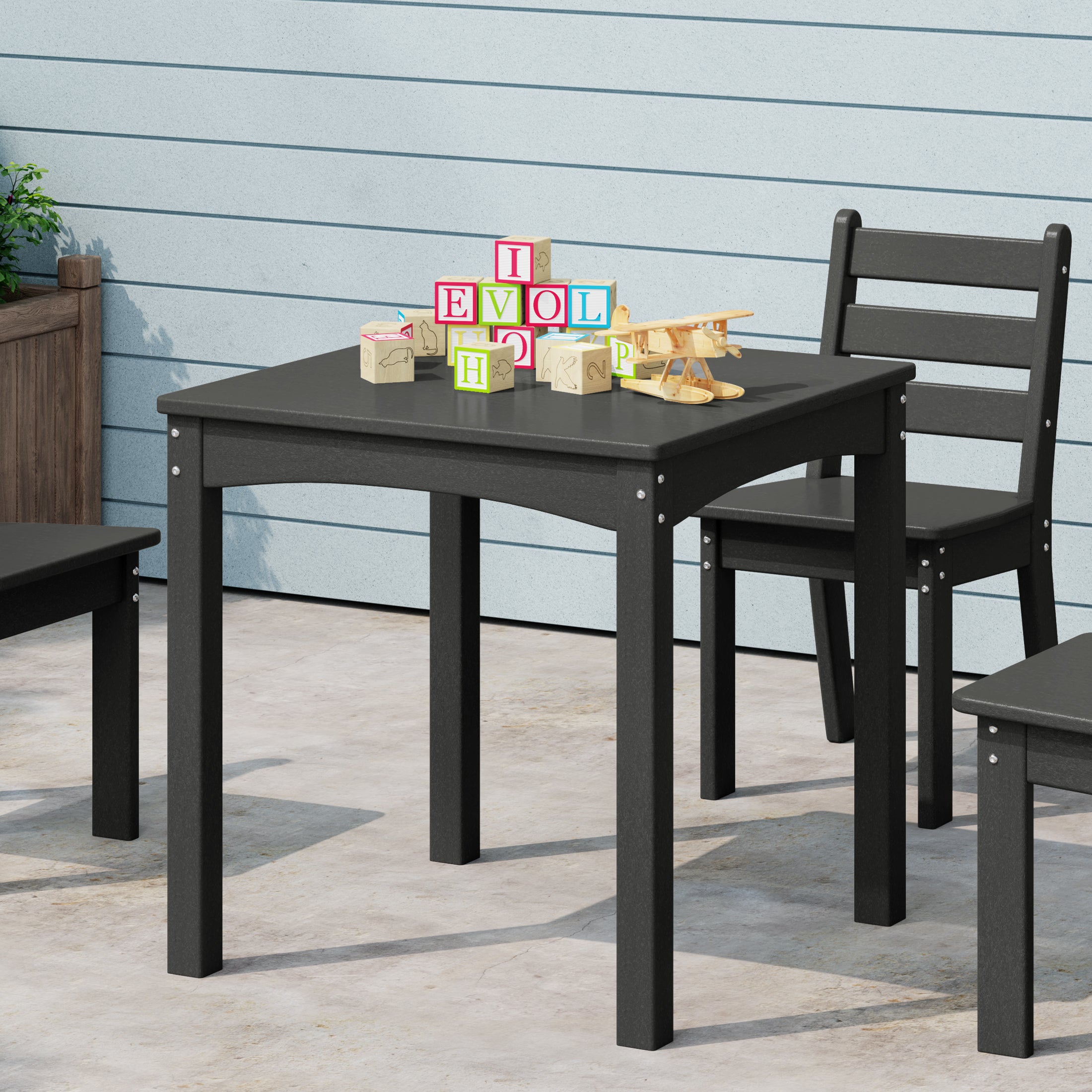 Playhouse Kids 24" Wide HDPE Plastic Childrens Square Dinner Table