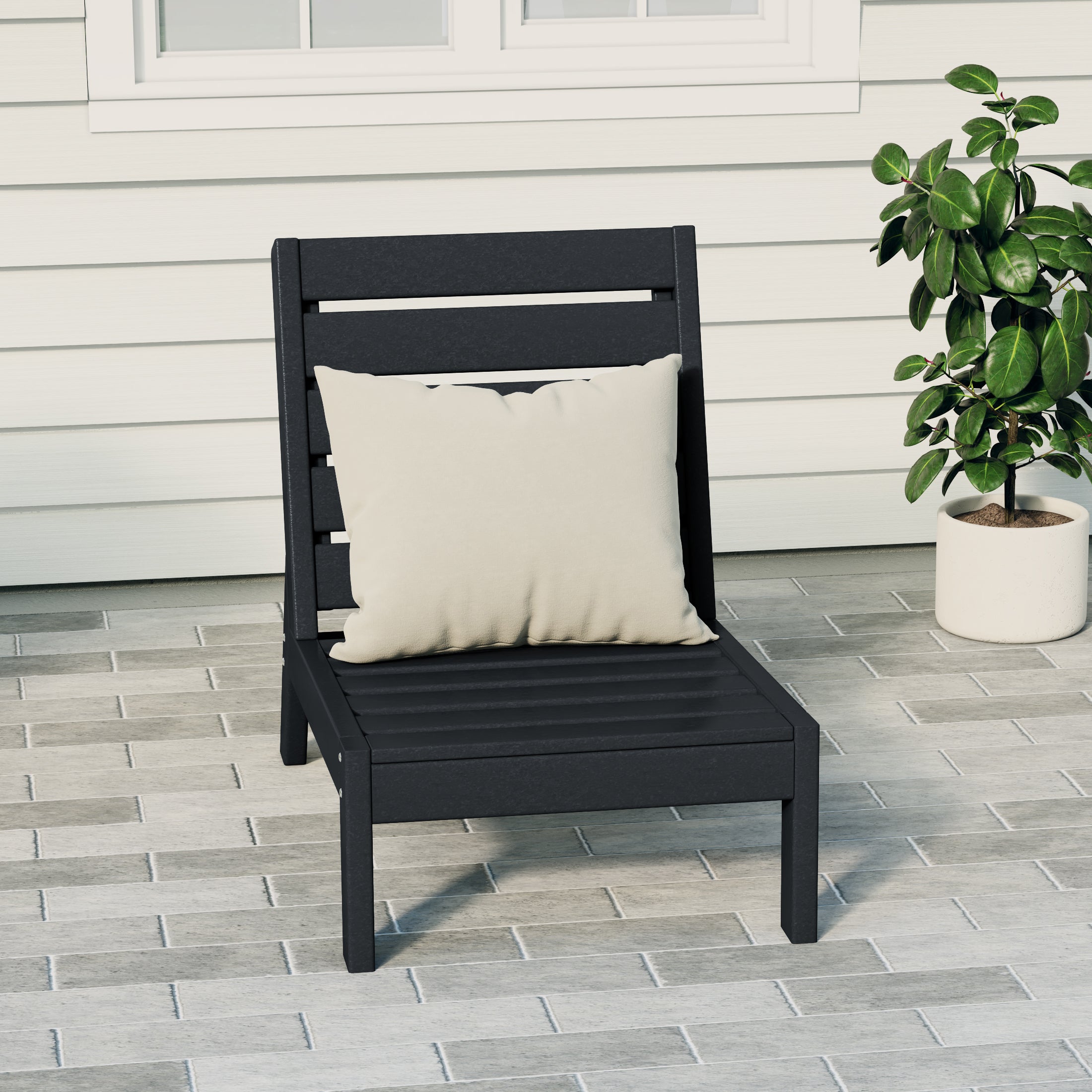 Portsmouth Outdoor HDPE Deep Seating Modular Armless Patio Chair