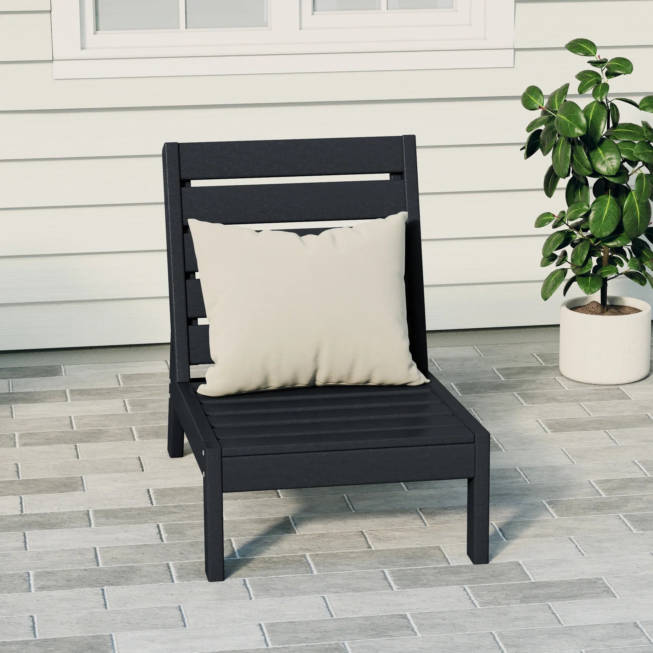 Portsmouth Outdoor HDPE Deep Seating Modular Armless Patio Chair