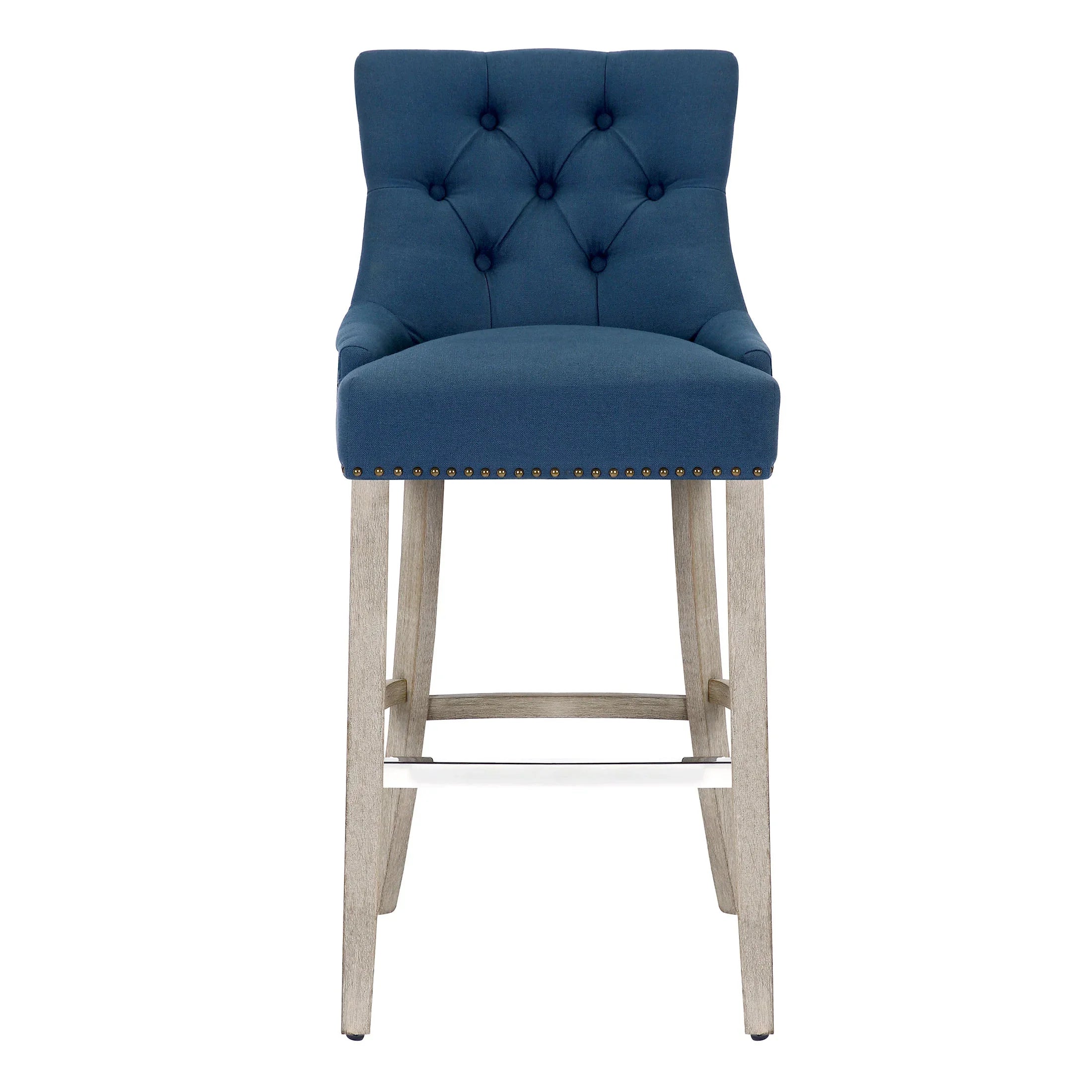 Bellmount 29" Upholstered Wood Bar Stool with Tufted Back