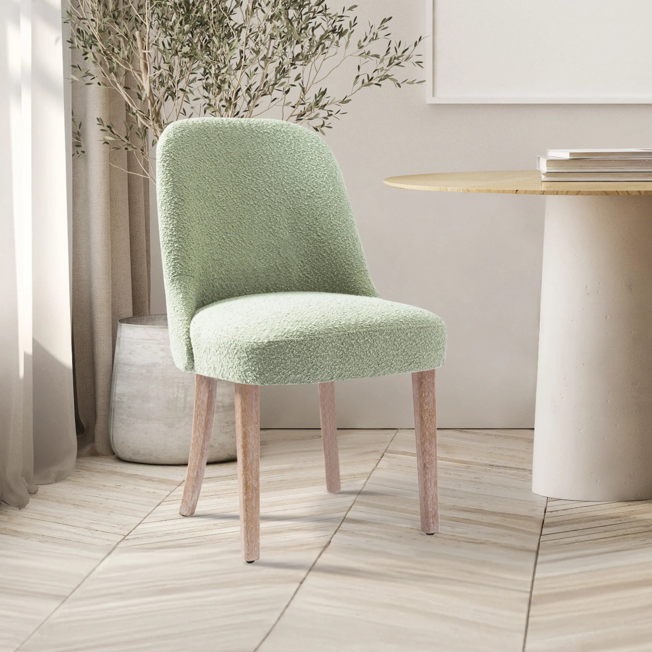 Amélie Mid-Century Modern Upholstered Boucle Dining Chair