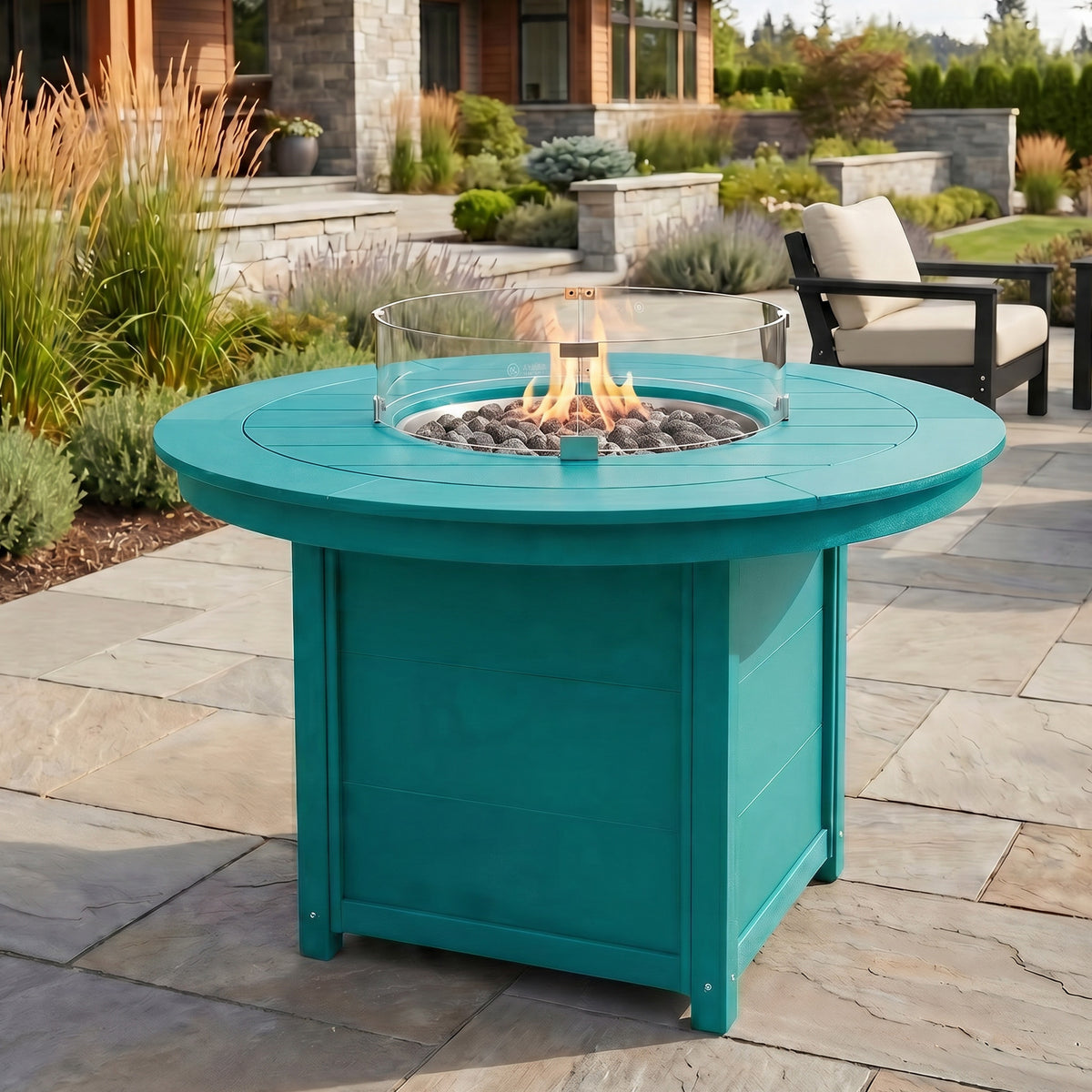 Sol 47" Modern Outdoor Patio Propane Gas Round Fire Pit Table