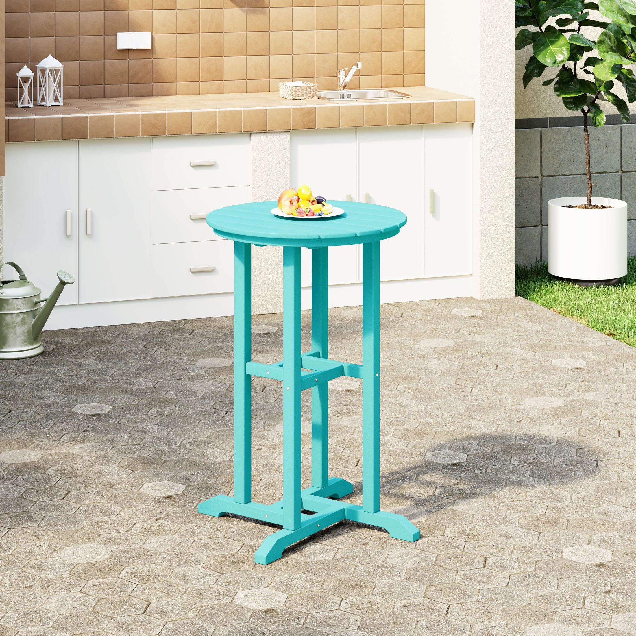 Paradise 37" Counter Height Round Outdoor Patio Bistro Bar Table