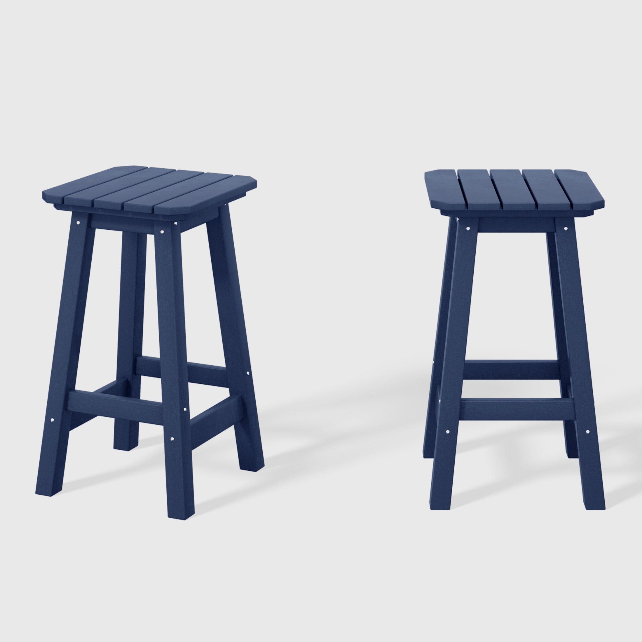 Paradise 24" HDPE Outdoor Patio Counter High Backless Square Bar Stools Set of 2
