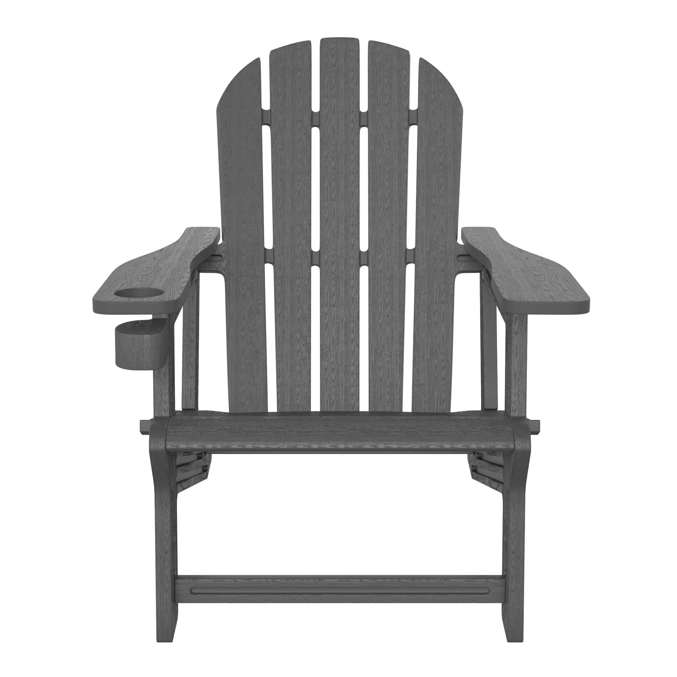 Cayman Tool-Free Assembly Outdoor Patio HDPE Plastic Adirondack Chair with Cup Holder