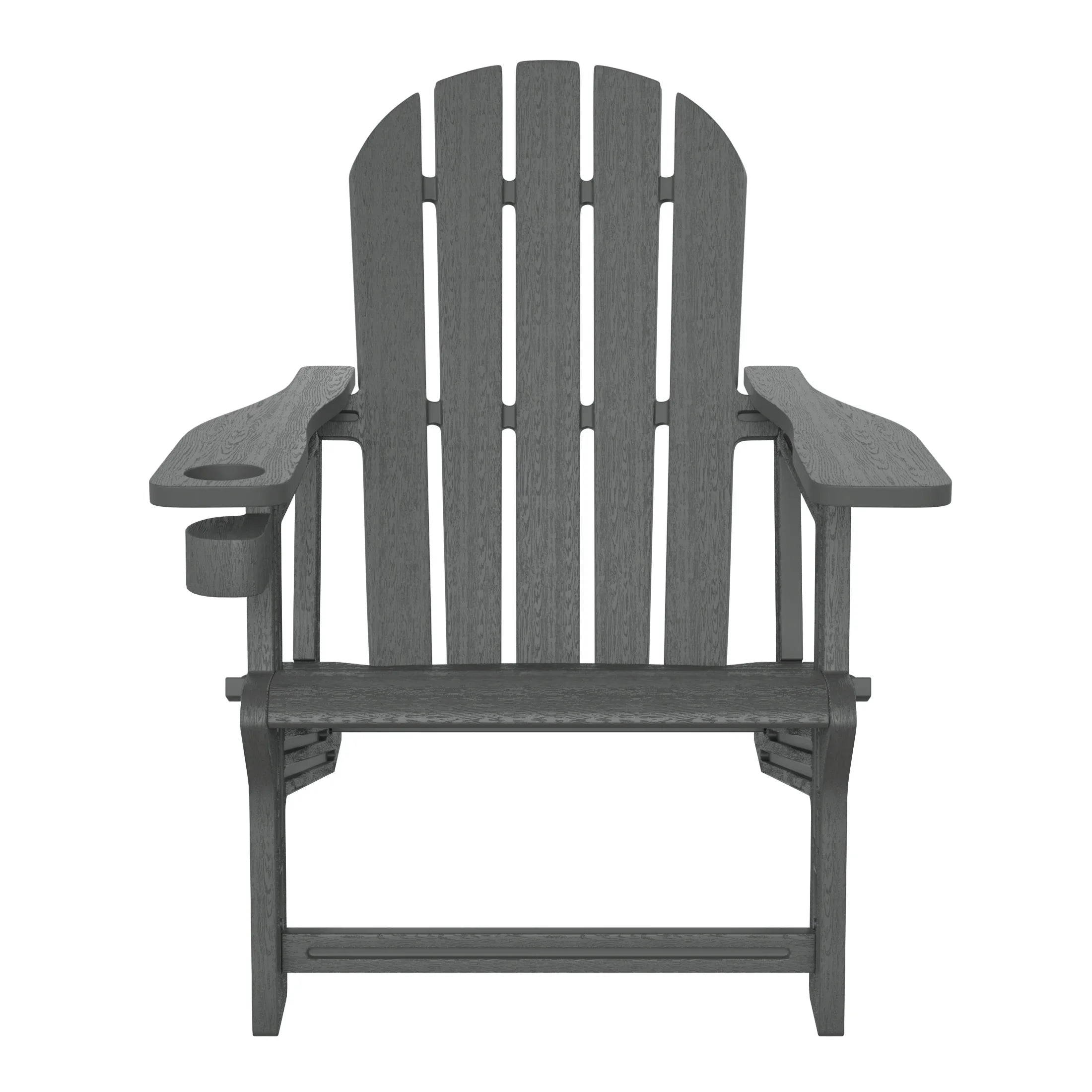 Cayman Tool-Free Assembly Outdoor Patio HDPE Plastic Adirondack Chair with Cup Holder