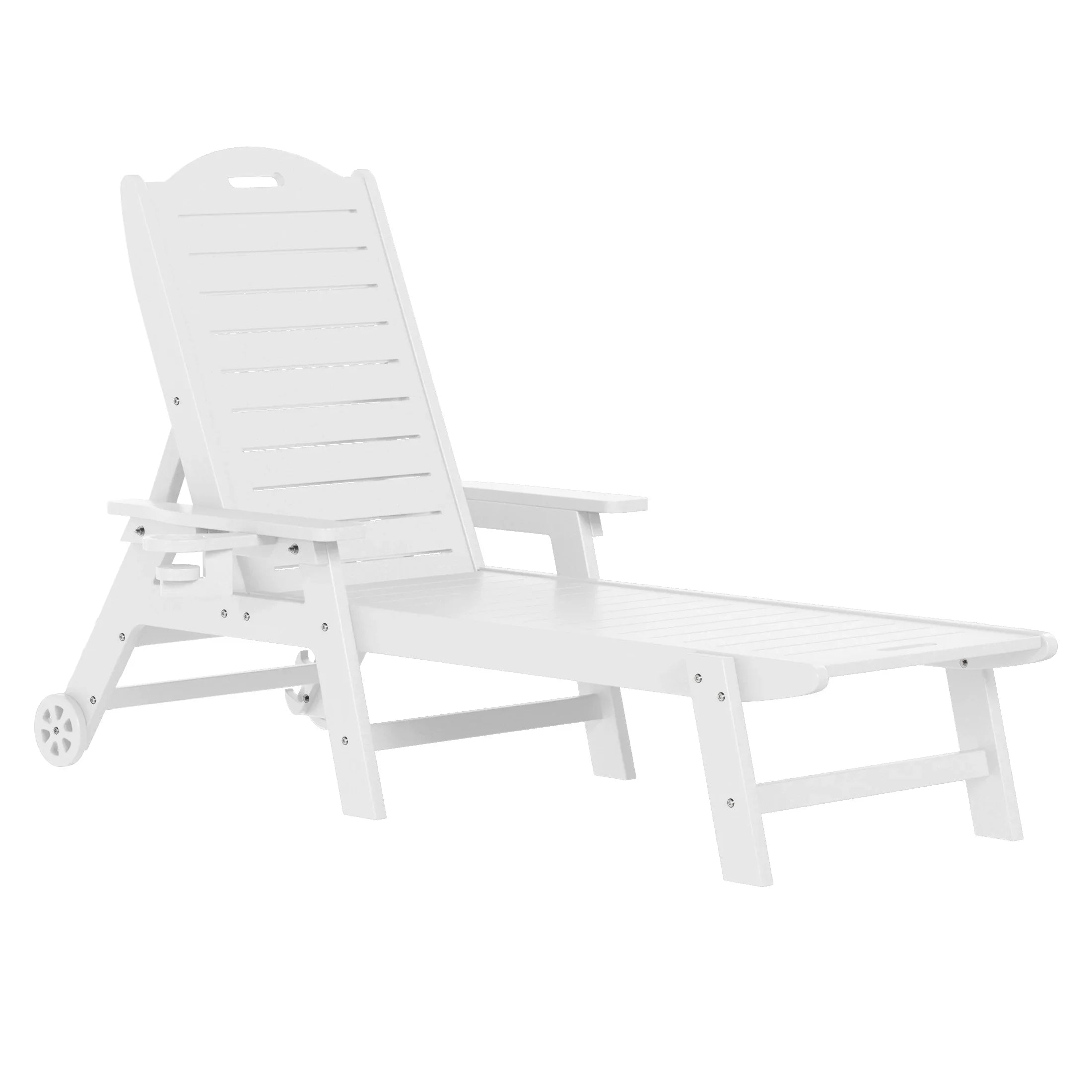 Lago 3-Piece Outdoor Patio Chaise Lounge Chair with Wheels & Cup Holder with Patio Side Table